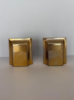1970s Spain El Casco 23k Gold-Plated Sculptural Bookends - A Pair