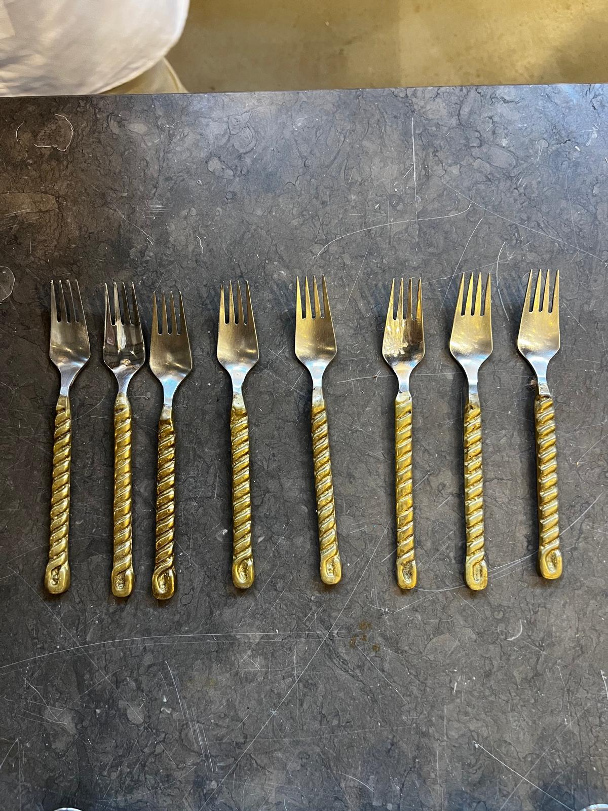 1970s Spain Two-tone Bronze Cutlery Set For Sale 10