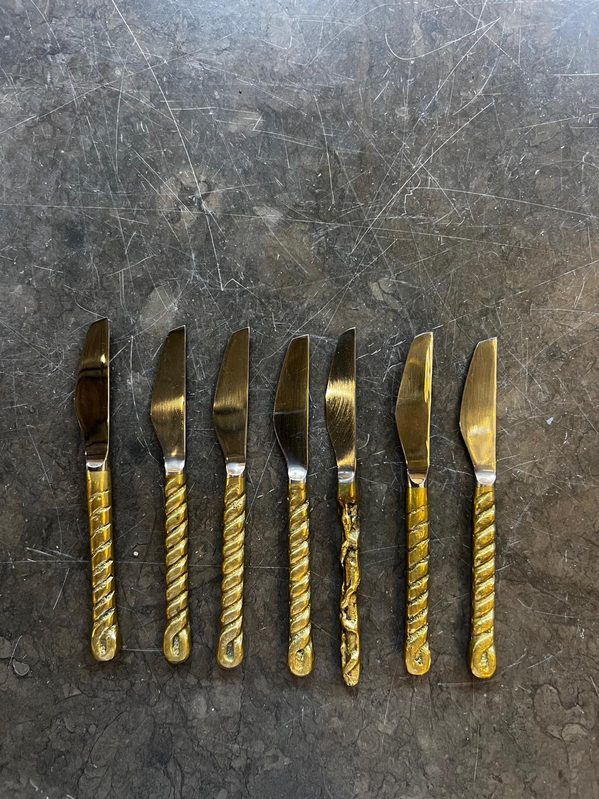 1970s Spain Two-tone Bronze Cutlery Set 