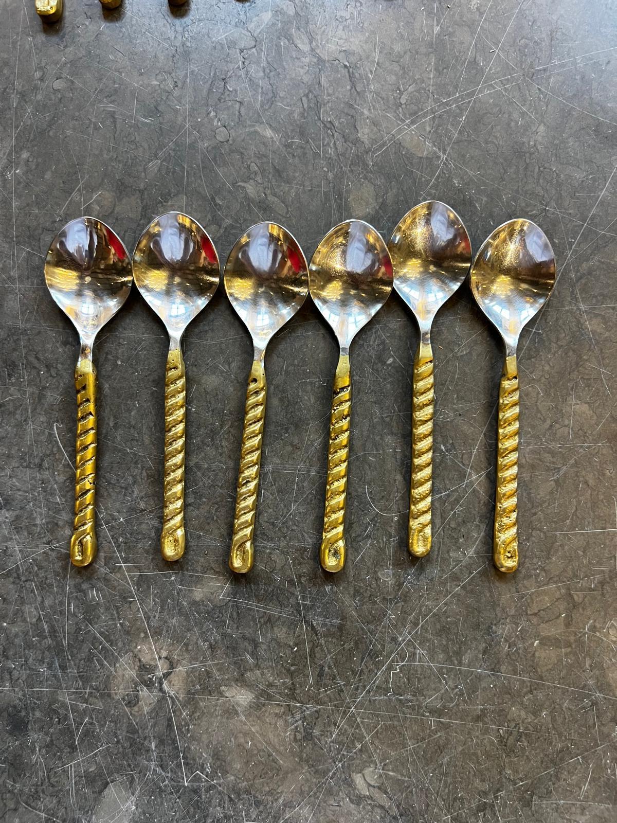 Spanish 1970s Spain Two-tone Bronze Cutlery Set For Sale