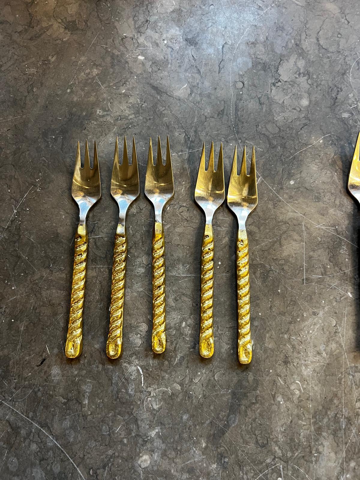 20th Century 1970s Spain Two-tone Bronze Cutlery Set For Sale