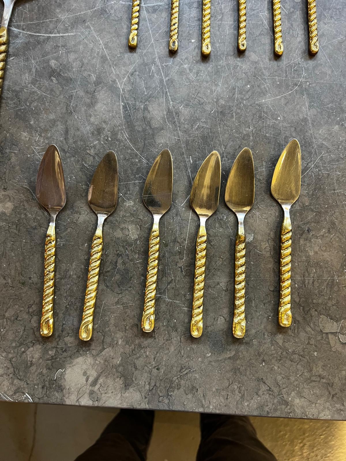 1970s Spain Two-tone Bronze Cutlery Set For Sale 2