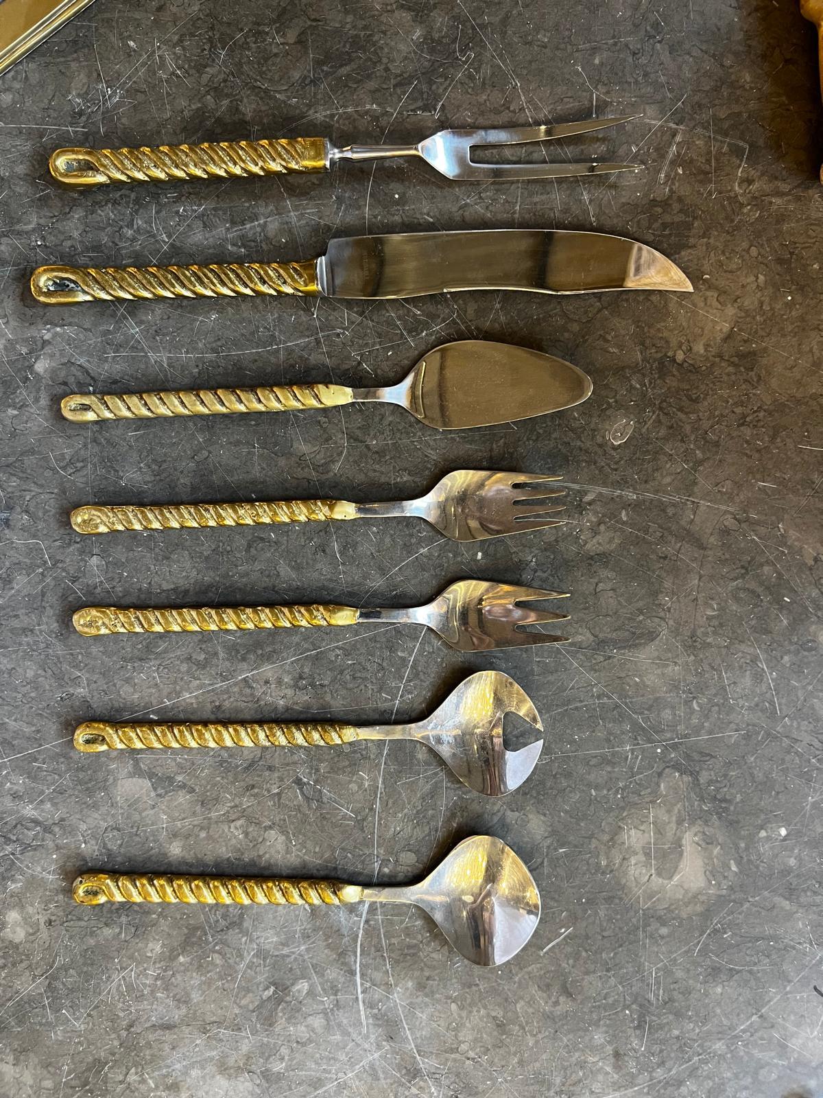 1970s Spain Two-tone Bronze Cutlery Set For Sale 3
