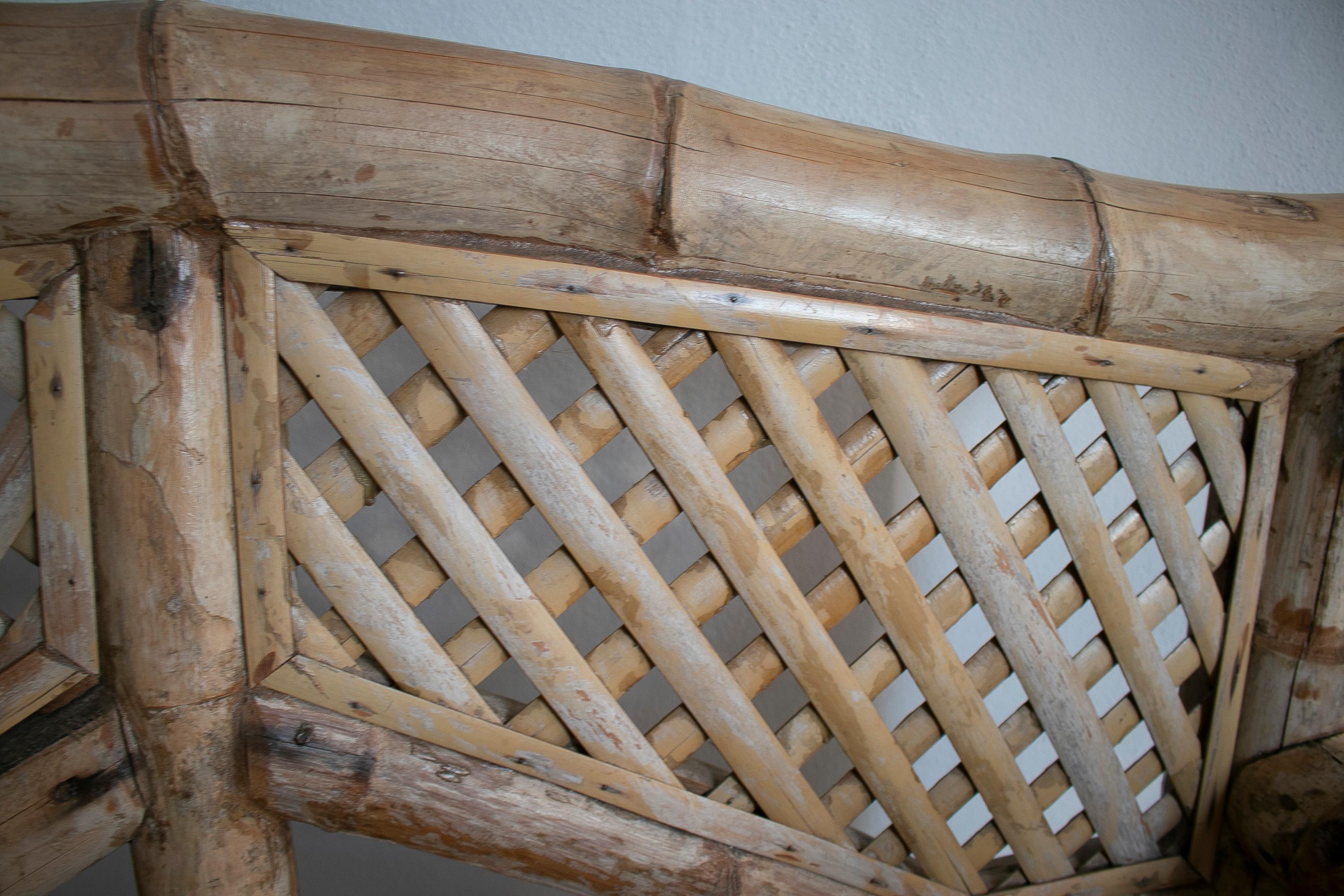1970s Spanish 2-Seater Bamboo Garden Bench For Sale 1