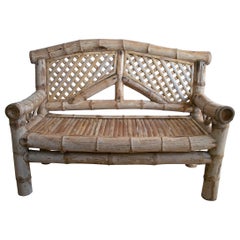 1970s Spanish 2-Seater Bamboo Garden Bench