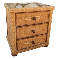 Used 1970s Spanish 3-Drawer Lace Wicker Side Table