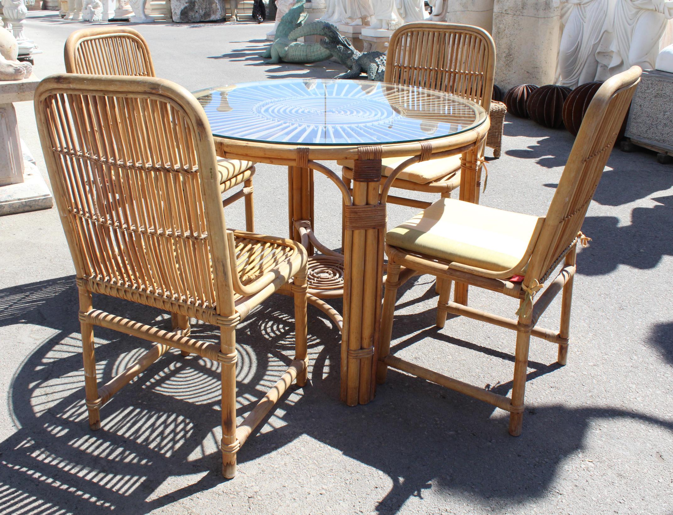 1970s Spanish Bamboo 4-Piece Dining Set 2