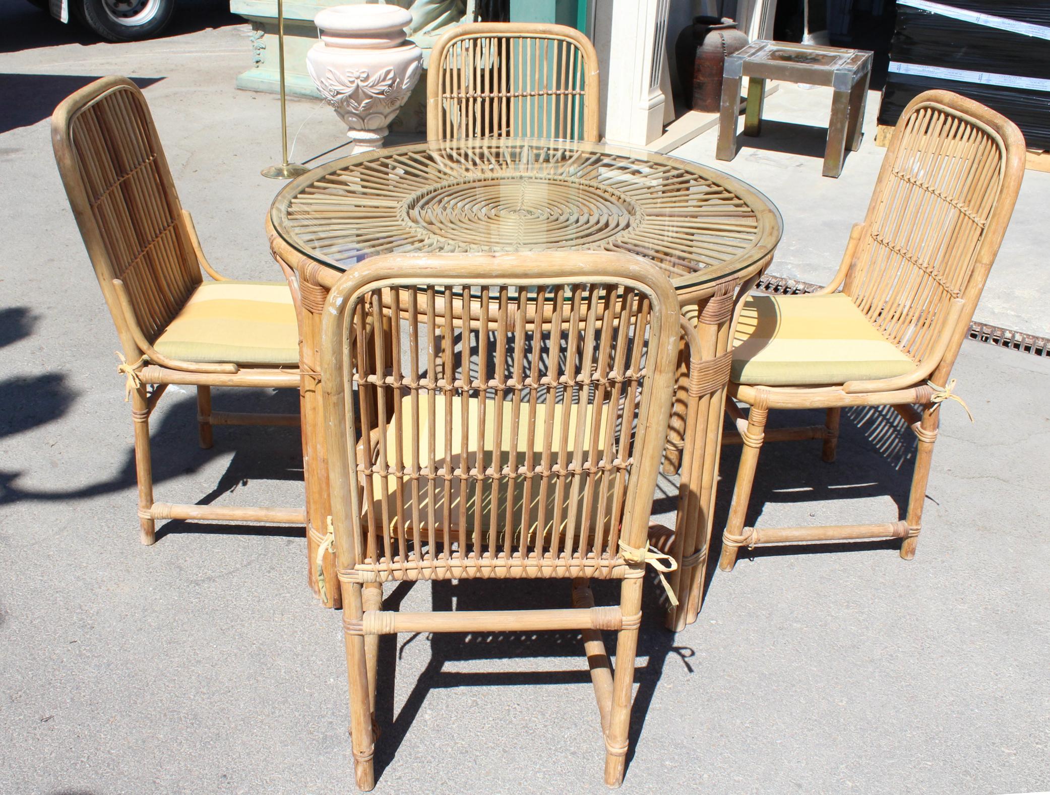 1970s Spanish Bamboo 4-Piece Dining Set 3