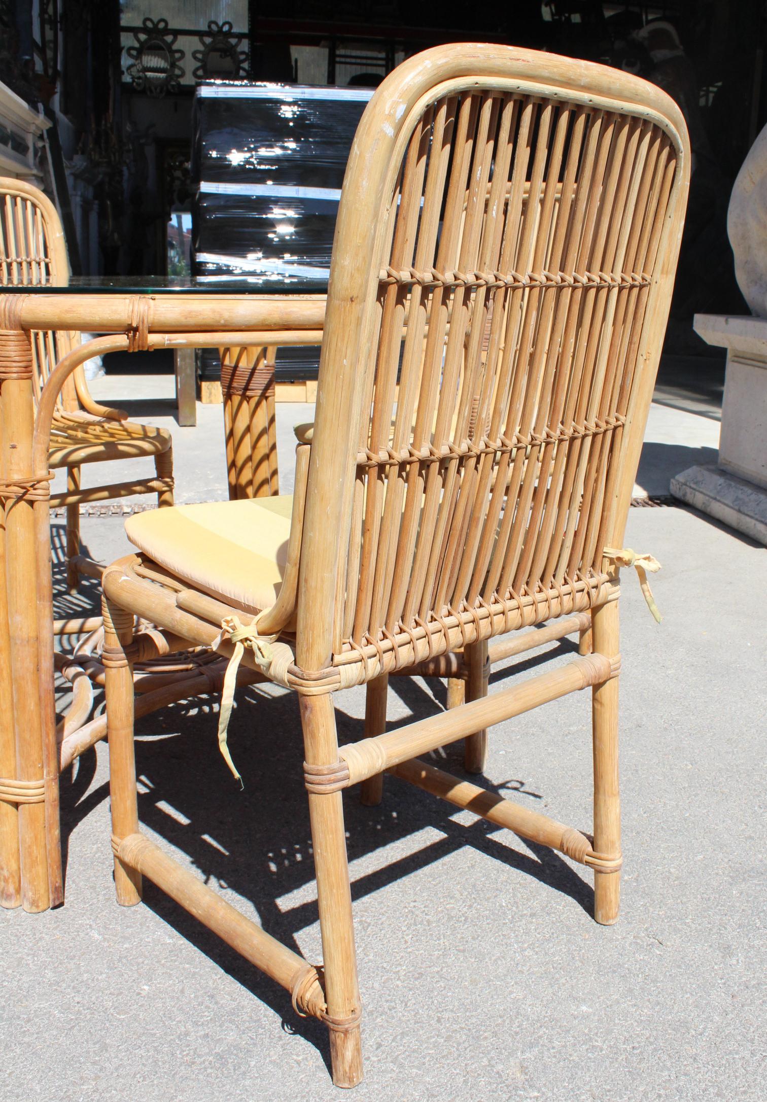 1970s Spanish Bamboo 4-Piece Dining Set 4