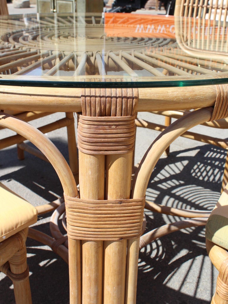 1970s Spanish Bamboo 4Piece Dinning Set For Sale at 1stdibs
