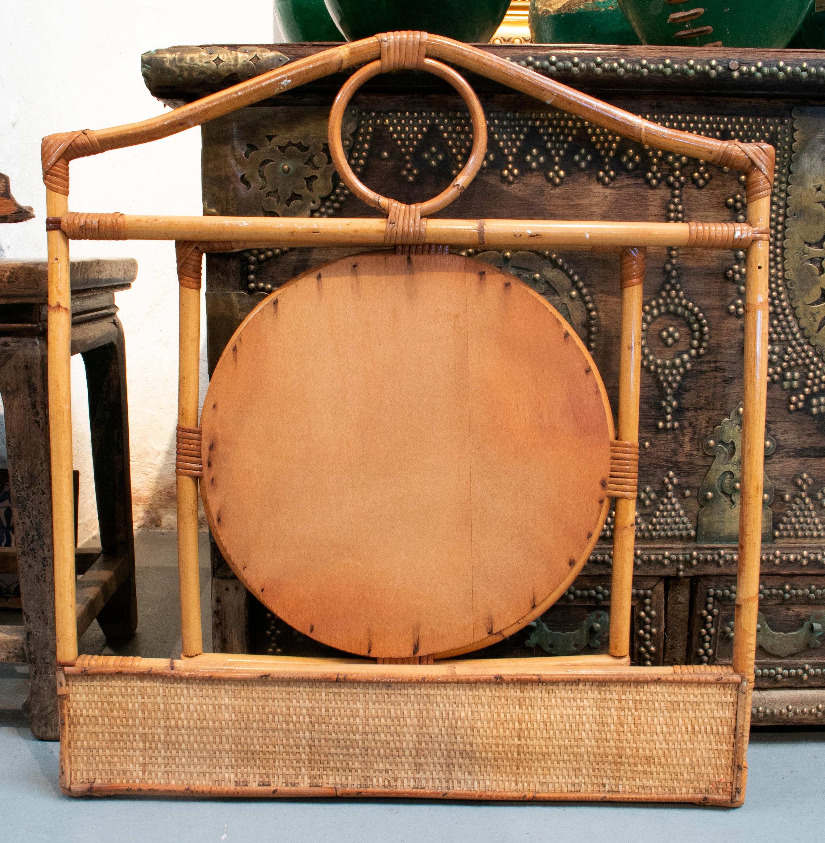 20th Century 1970s Spanish Bamboo and Rattan Mirror For Sale