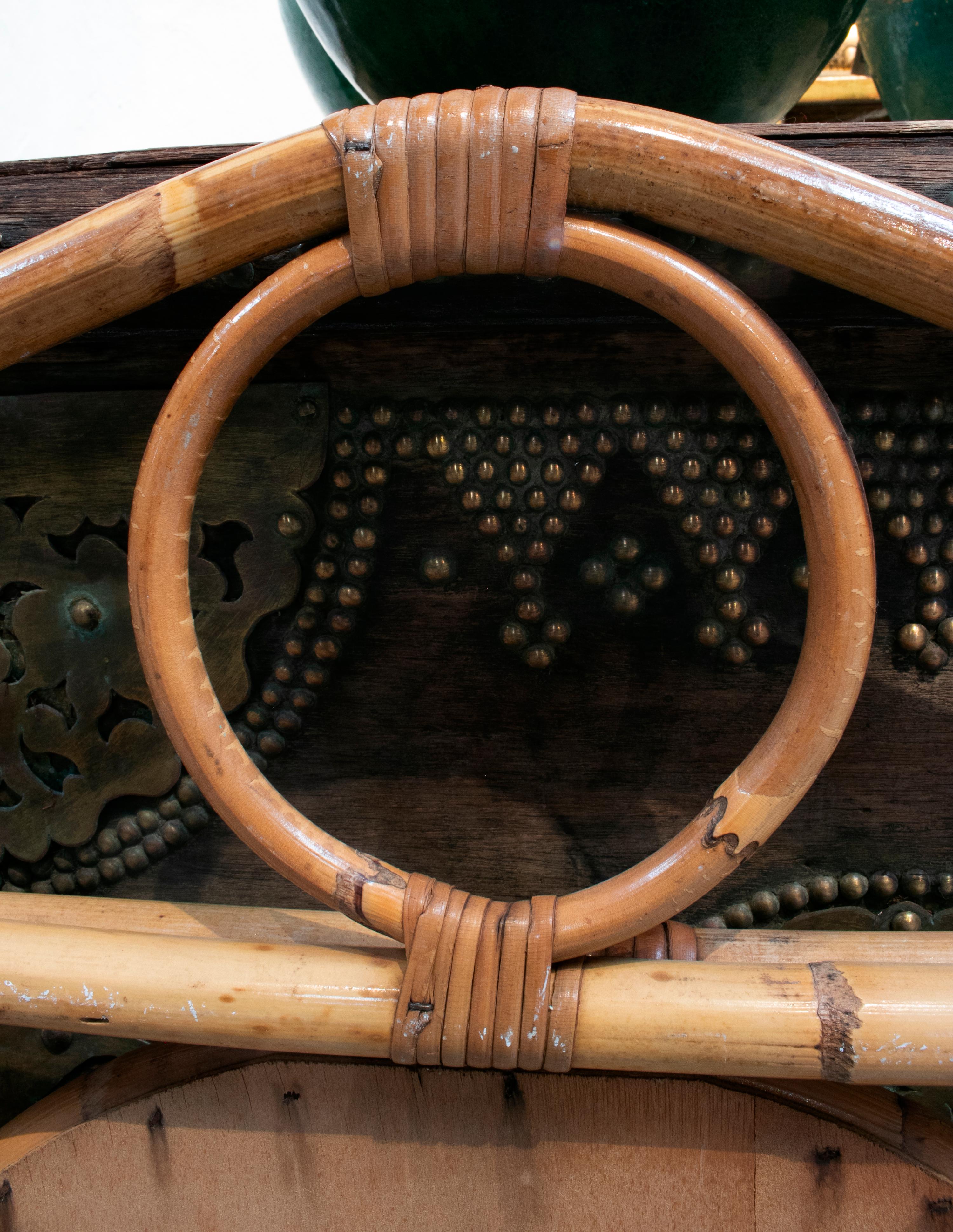 1970s Spanish Bamboo and Rattan Mirror For Sale 4