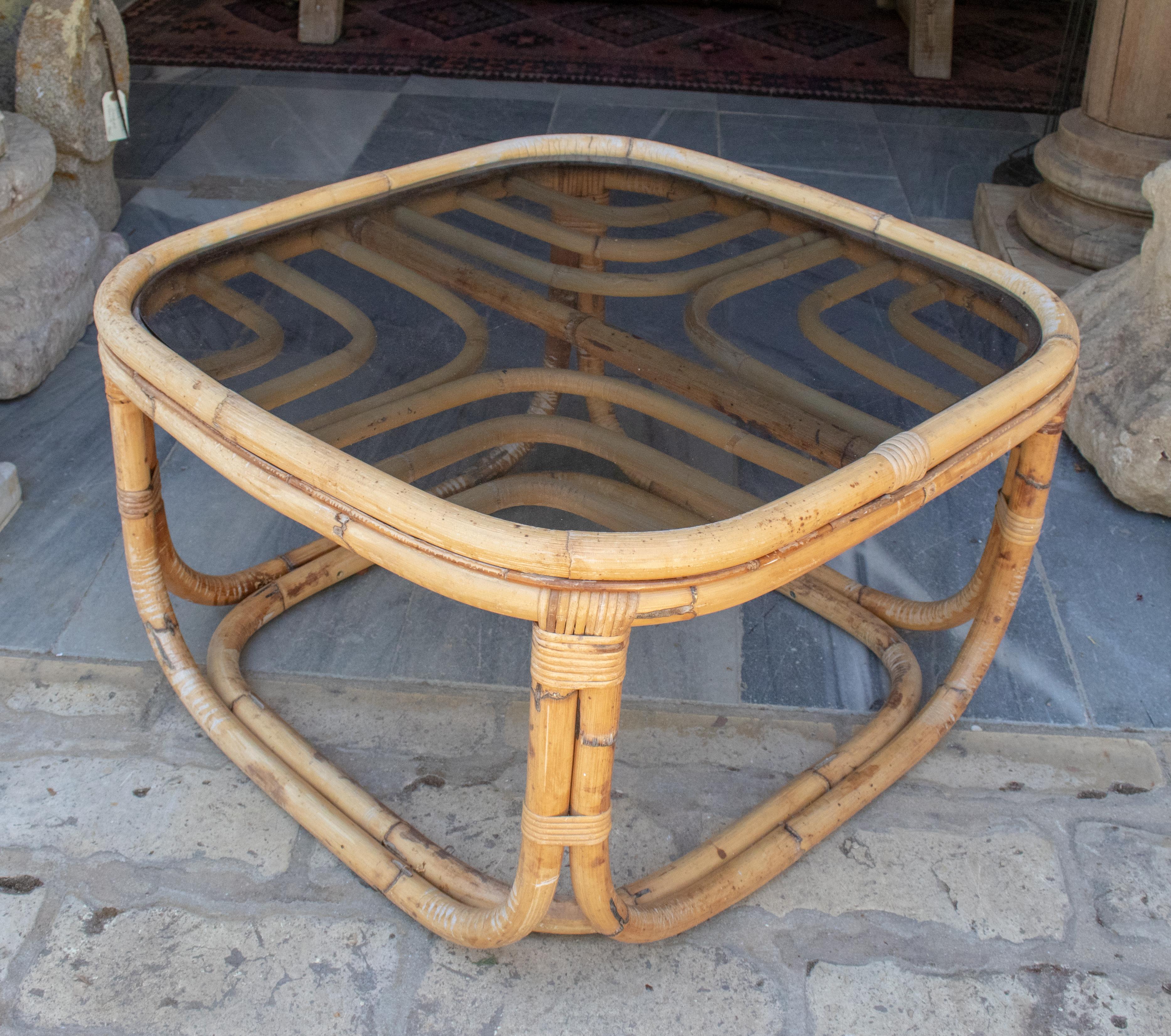 bamboo and glass coffee table