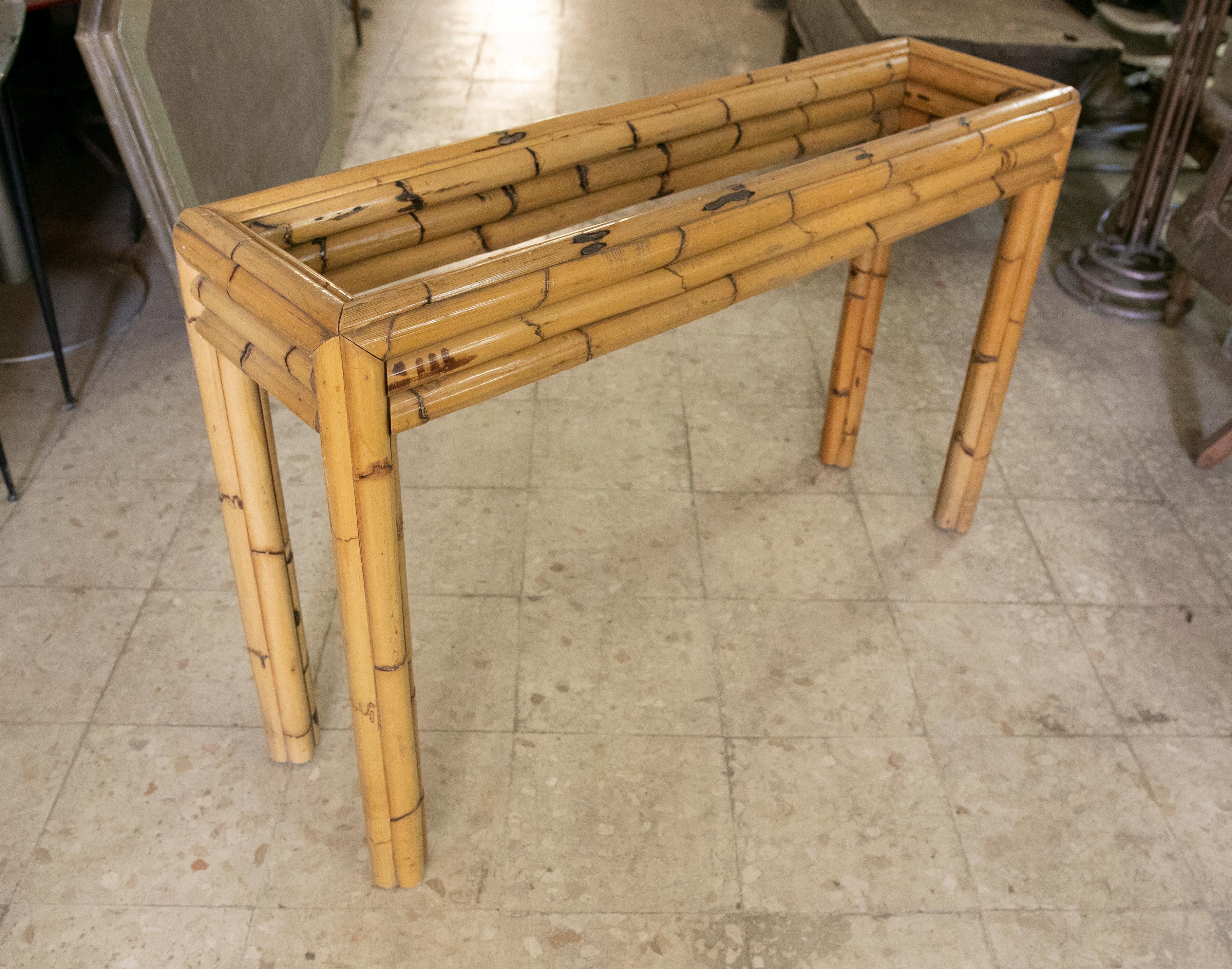 1970s Spanish Bamboo Console For Sale 7