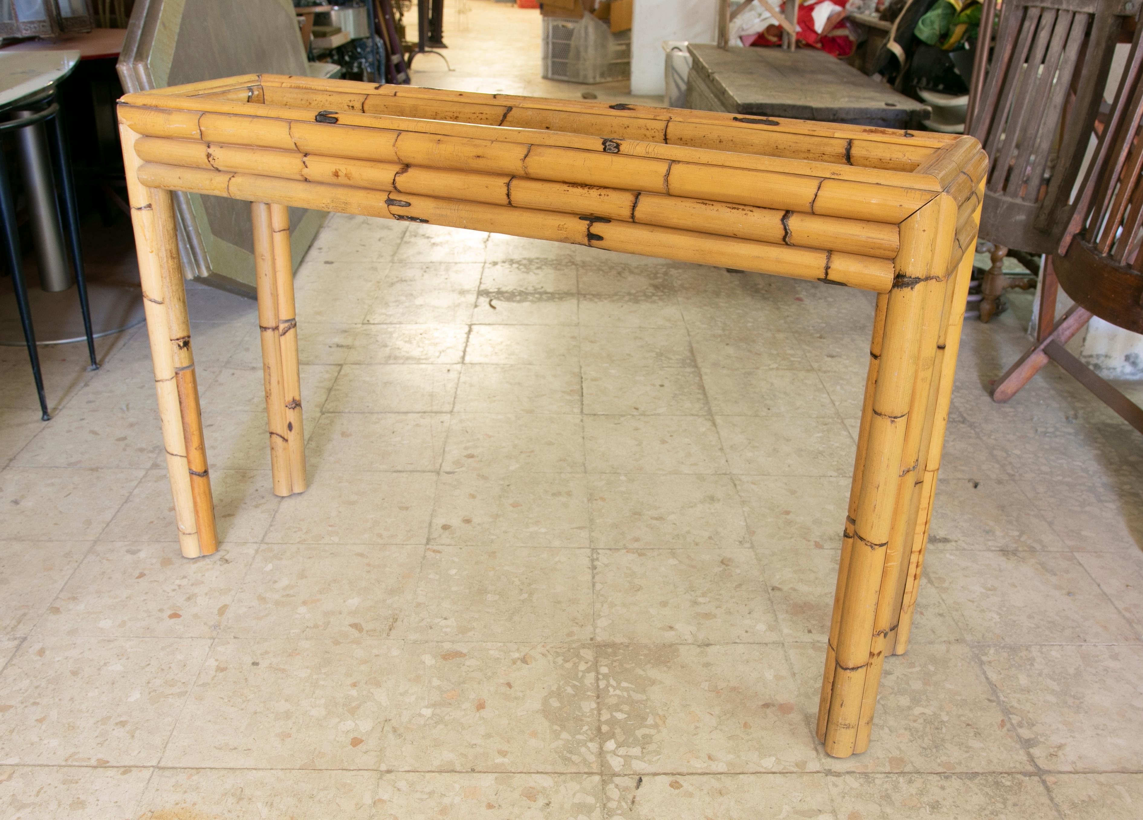 1970s Spanish Bamboo Console In Good Condition For Sale In Marbella, ES