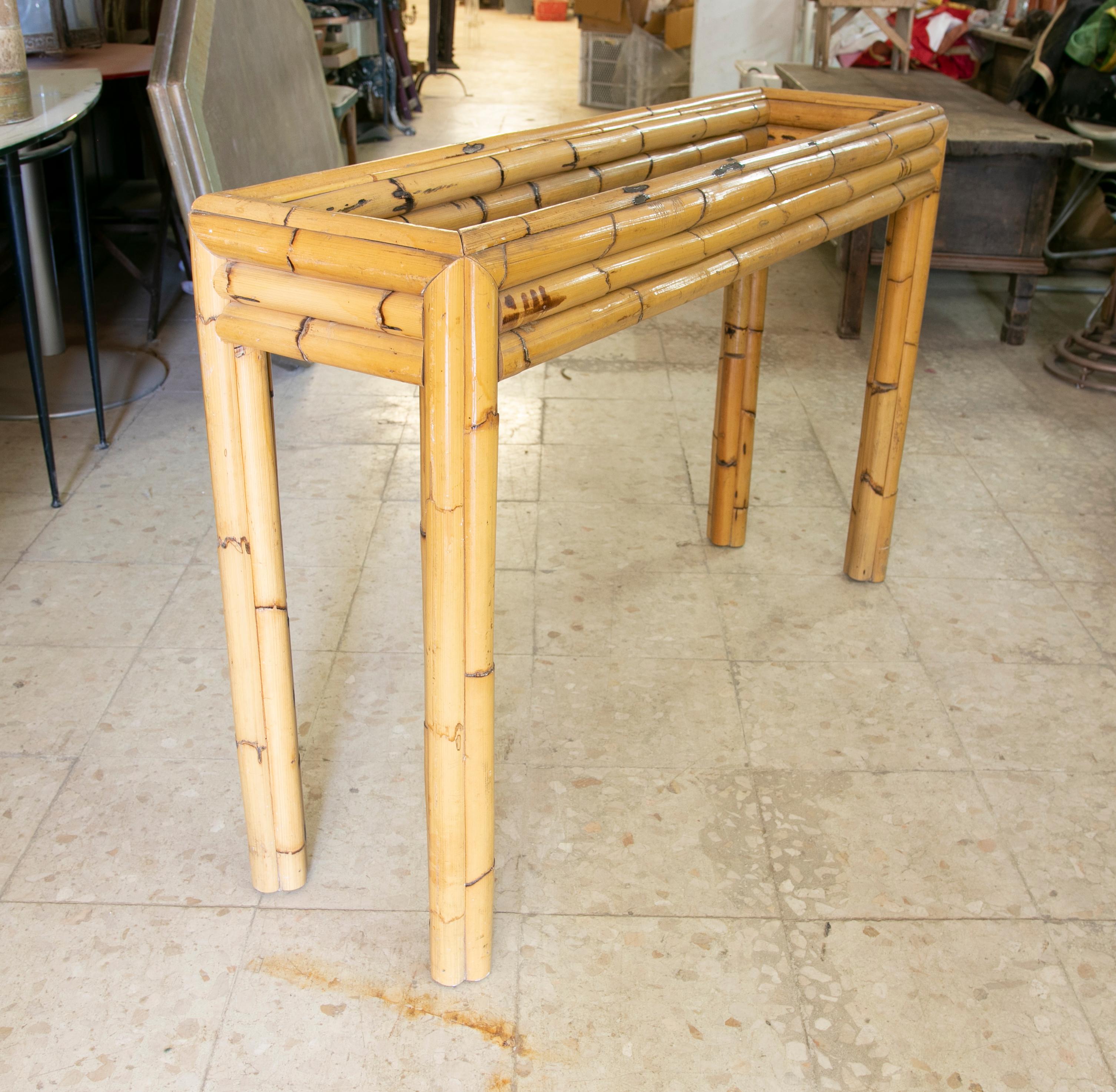 20th Century 1970s Spanish Bamboo Console For Sale
