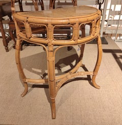 1970s Spanish Bamboo Demilune Console Table