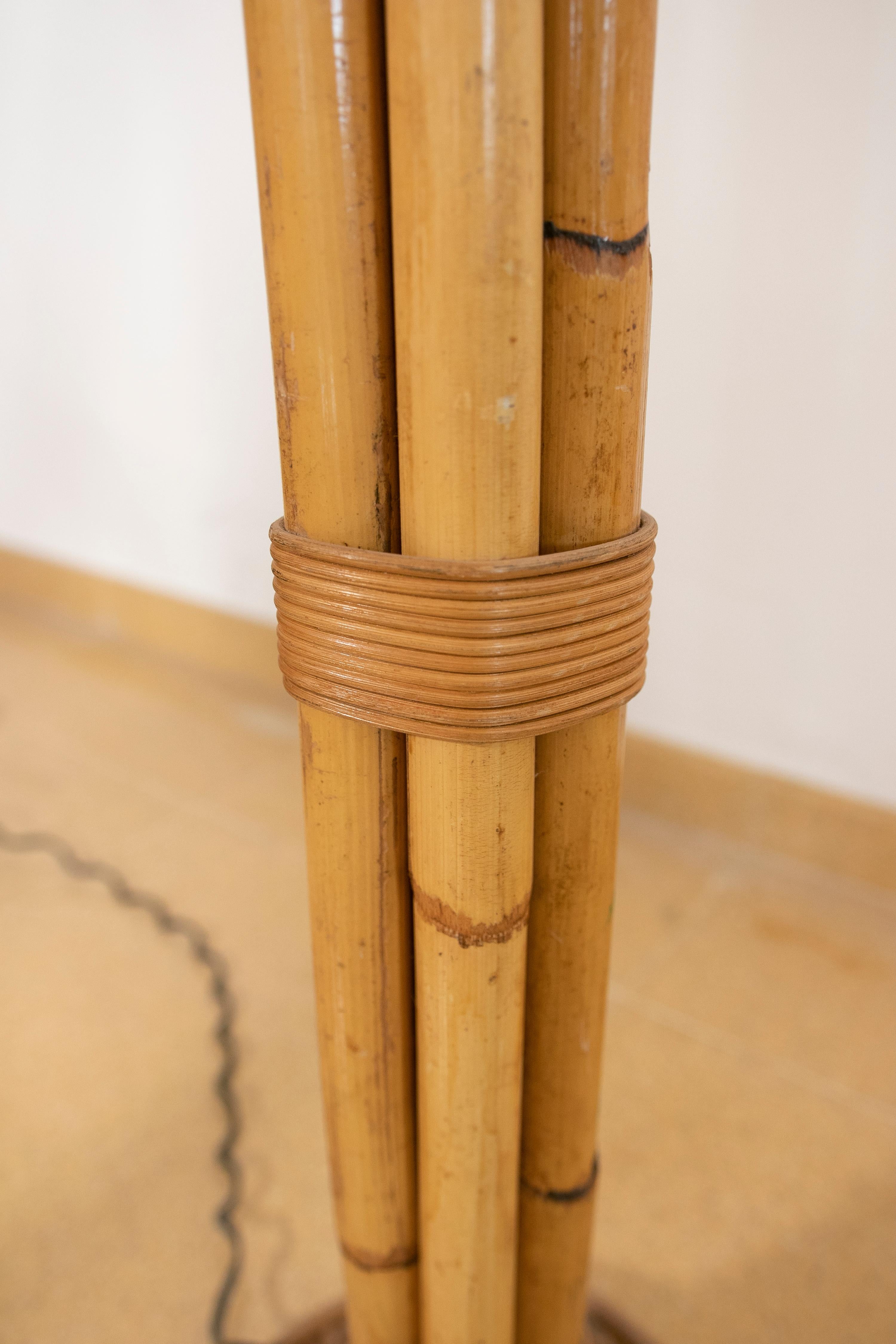 1970s, Spanish Bamboo Floor Lamp with Wicker Lampshade  5