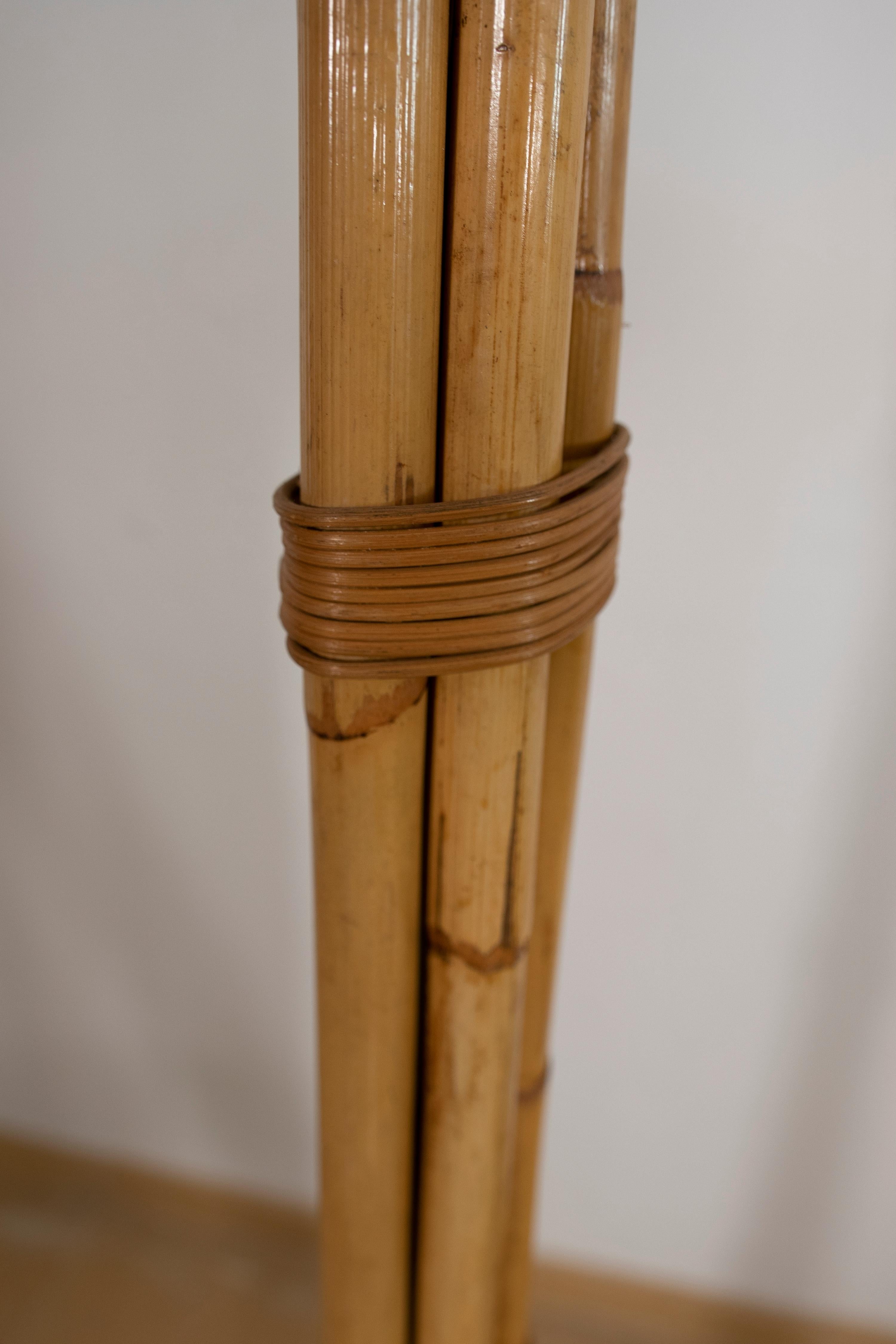 1970s, Spanish Bamboo Floor Lamp with Wicker Lampshade  8