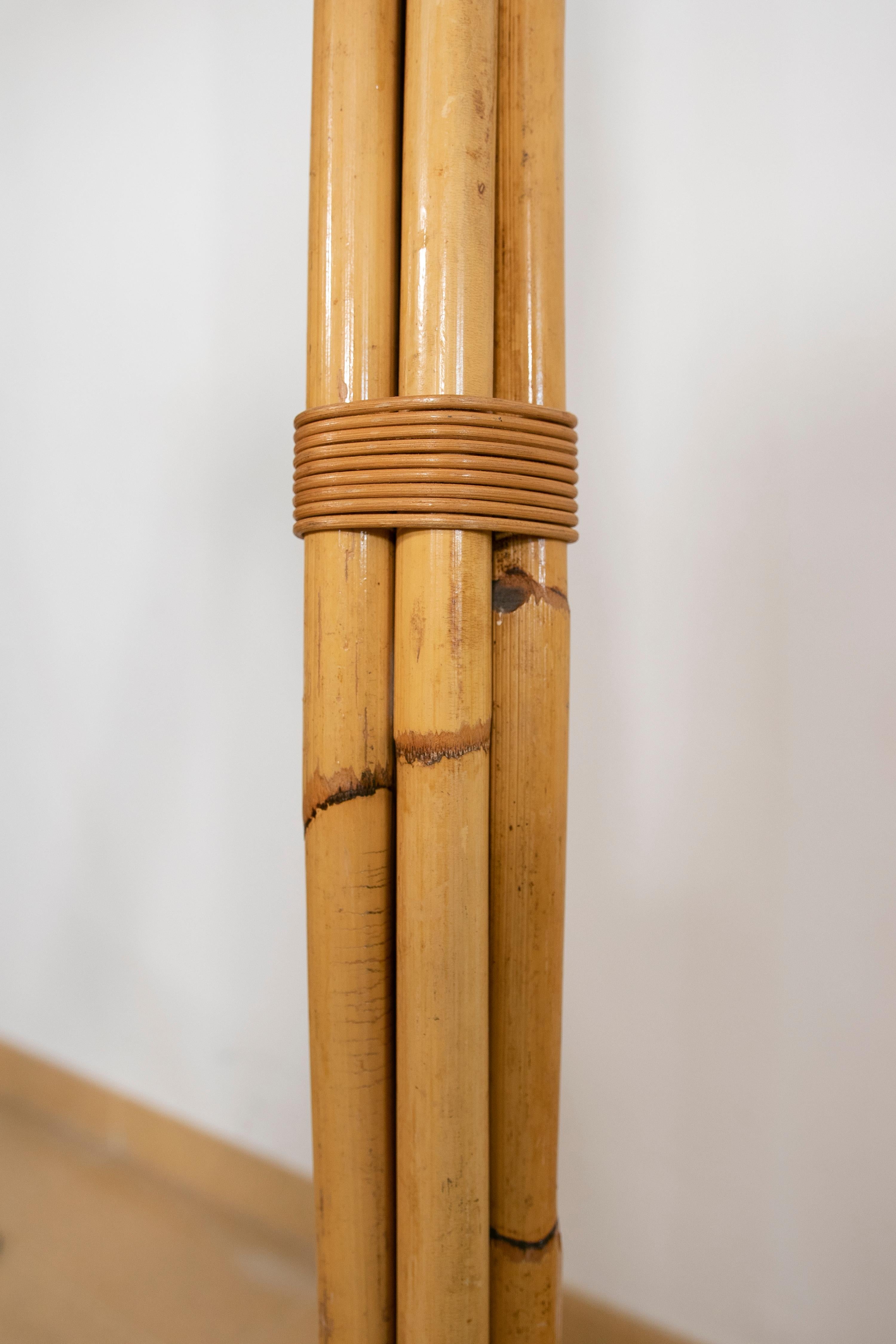 1970s, Spanish Bamboo Floor Lamp with Wicker Lampshade  4