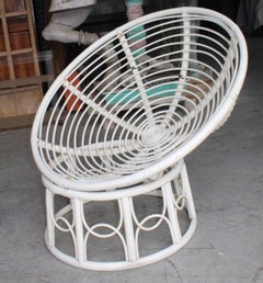 1970s Spanish Bamboo Garden Chair with Rounded Backrest