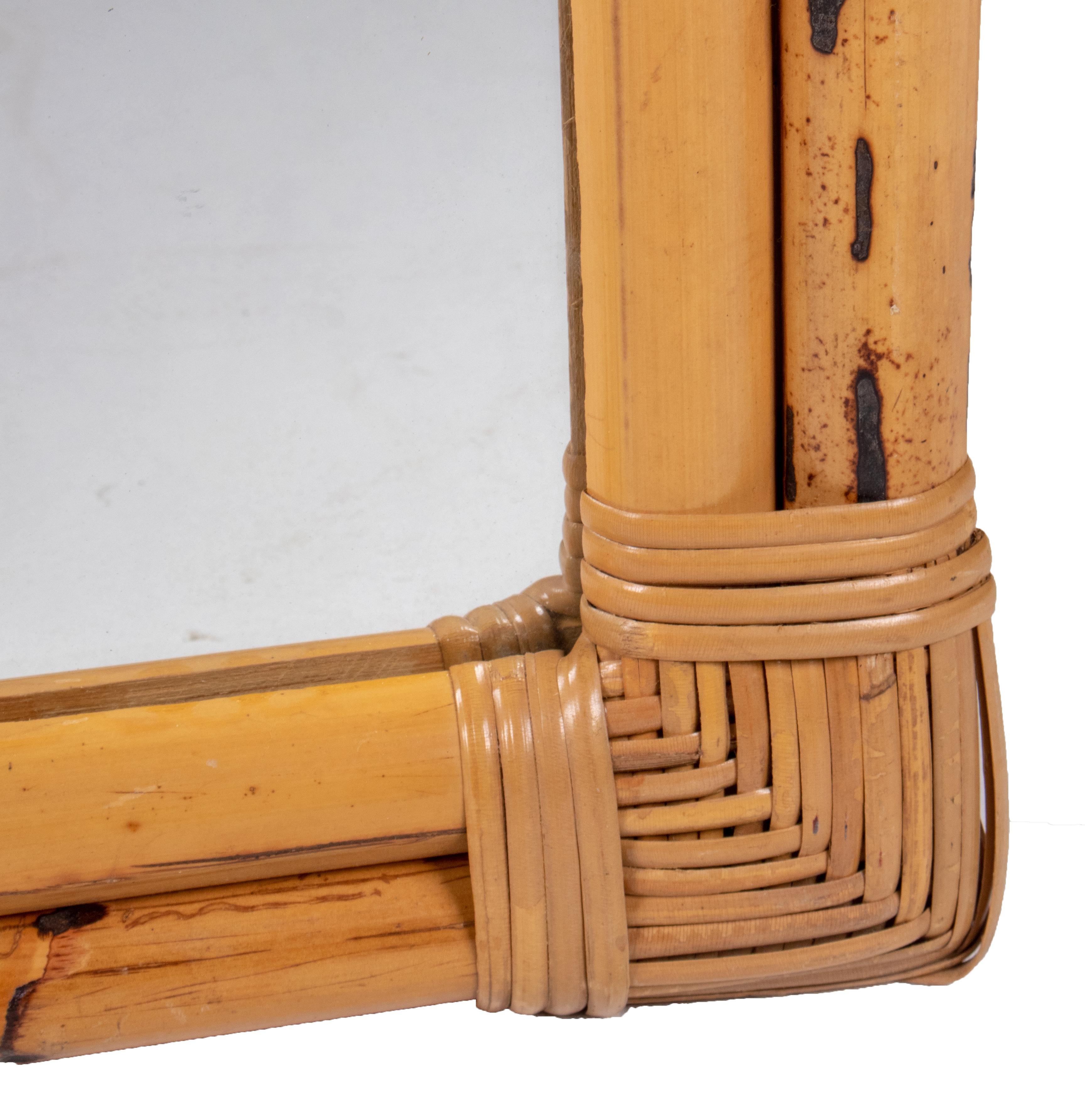 1970s Spanish Bamboo Mirror In Good Condition In Marbella, ES