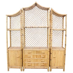 Vintage 1970s Spanish Bamboo Oriental Style Bookshelf