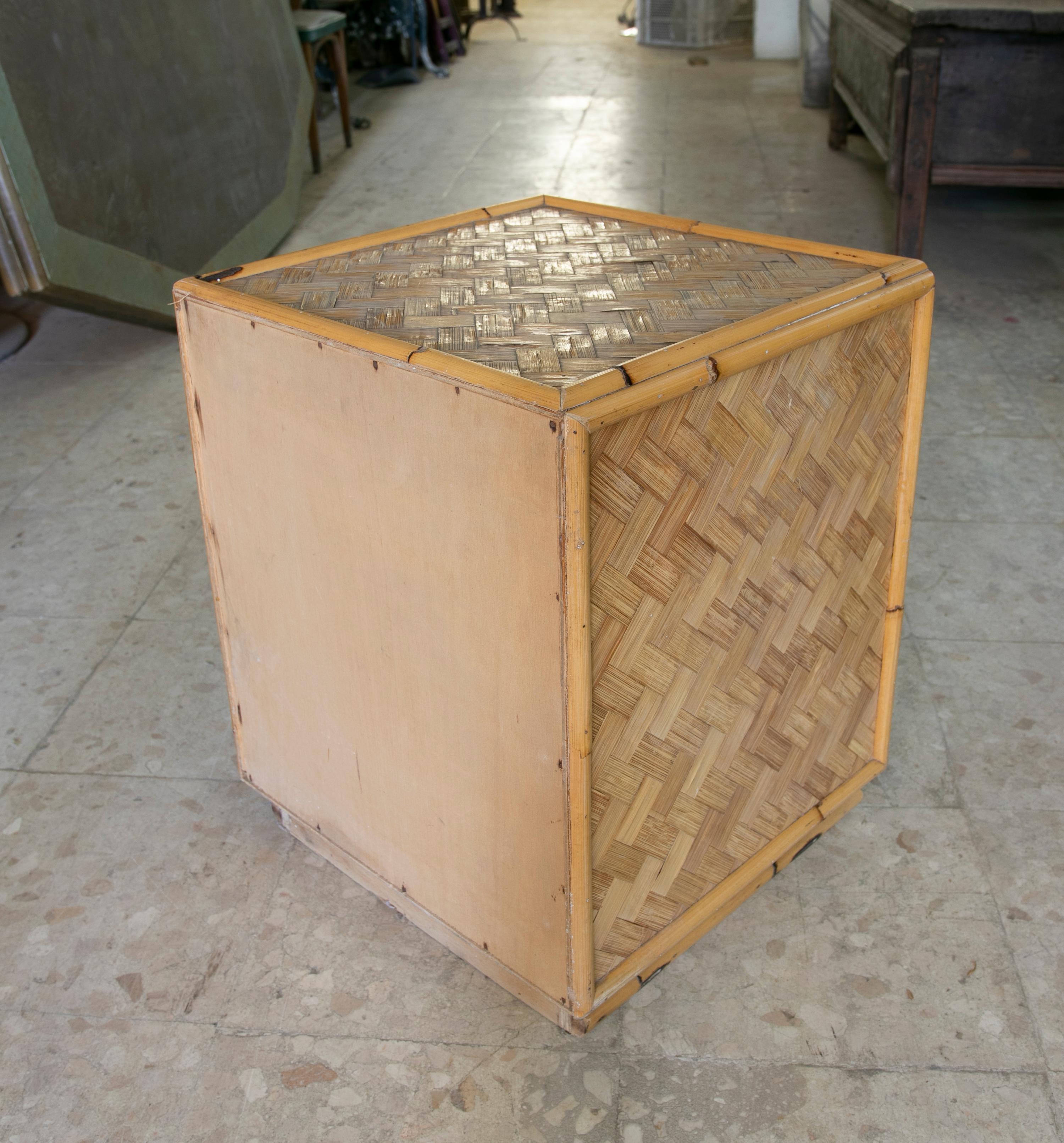 1970s Spanish Bamboo Sidetable with Three Drawers For Sale 3