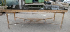 Spanischer Bambustisch aus den 1970er Jahren mit Original-Glasplatte