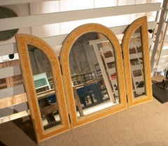 1970s Spanish Bamboo Triple Folding Mirror