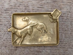 1970s, Spanish Bronze Ashtray with Hunting Dogs