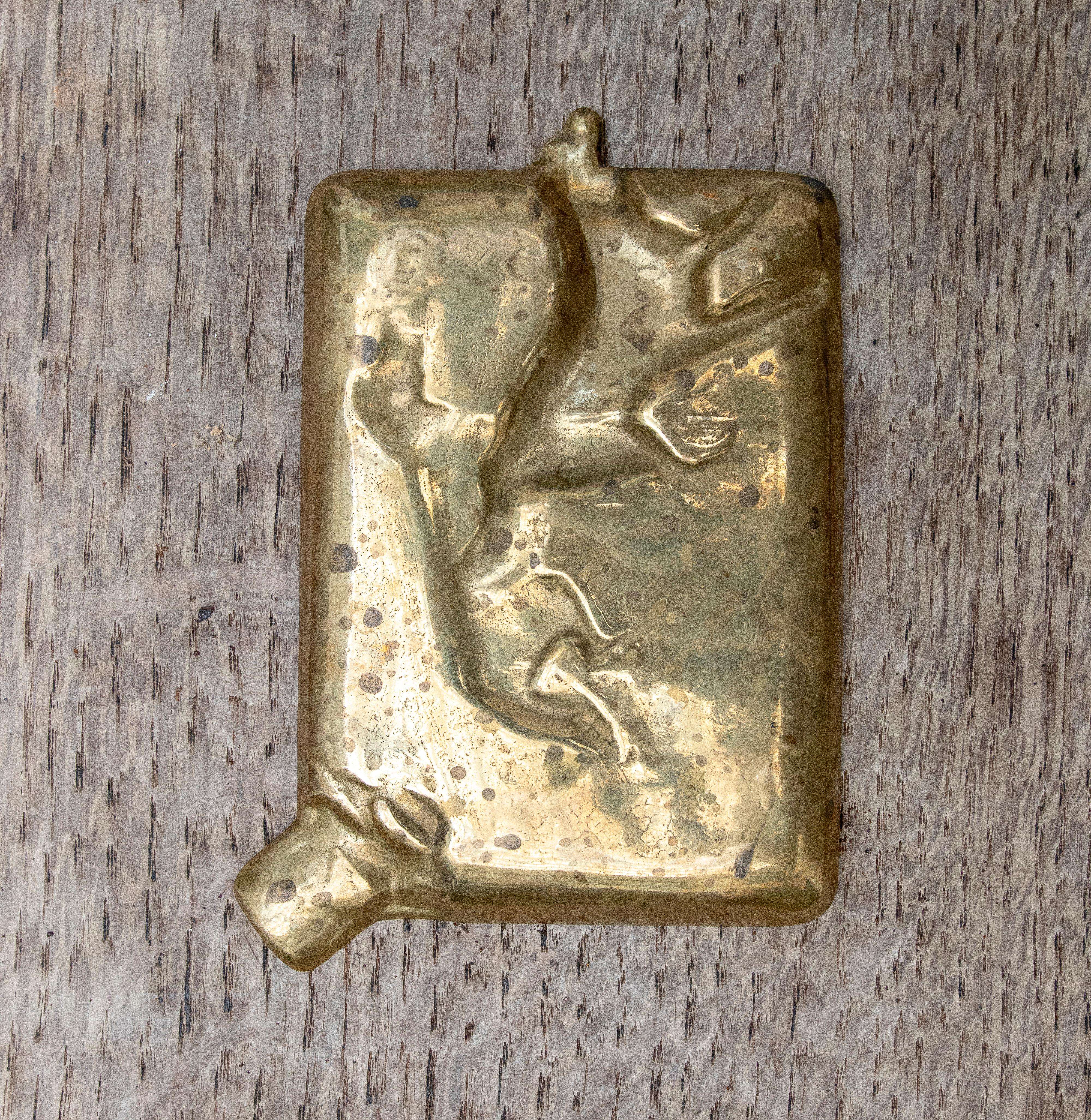 20th Century 1970s, Spanish Bronze Ashtray with Hunting Dogs 