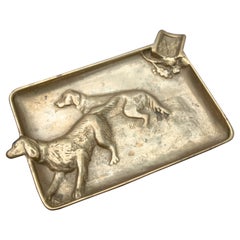 Cendrier espagnol en bronze des années 1970 avec chiens de chasse