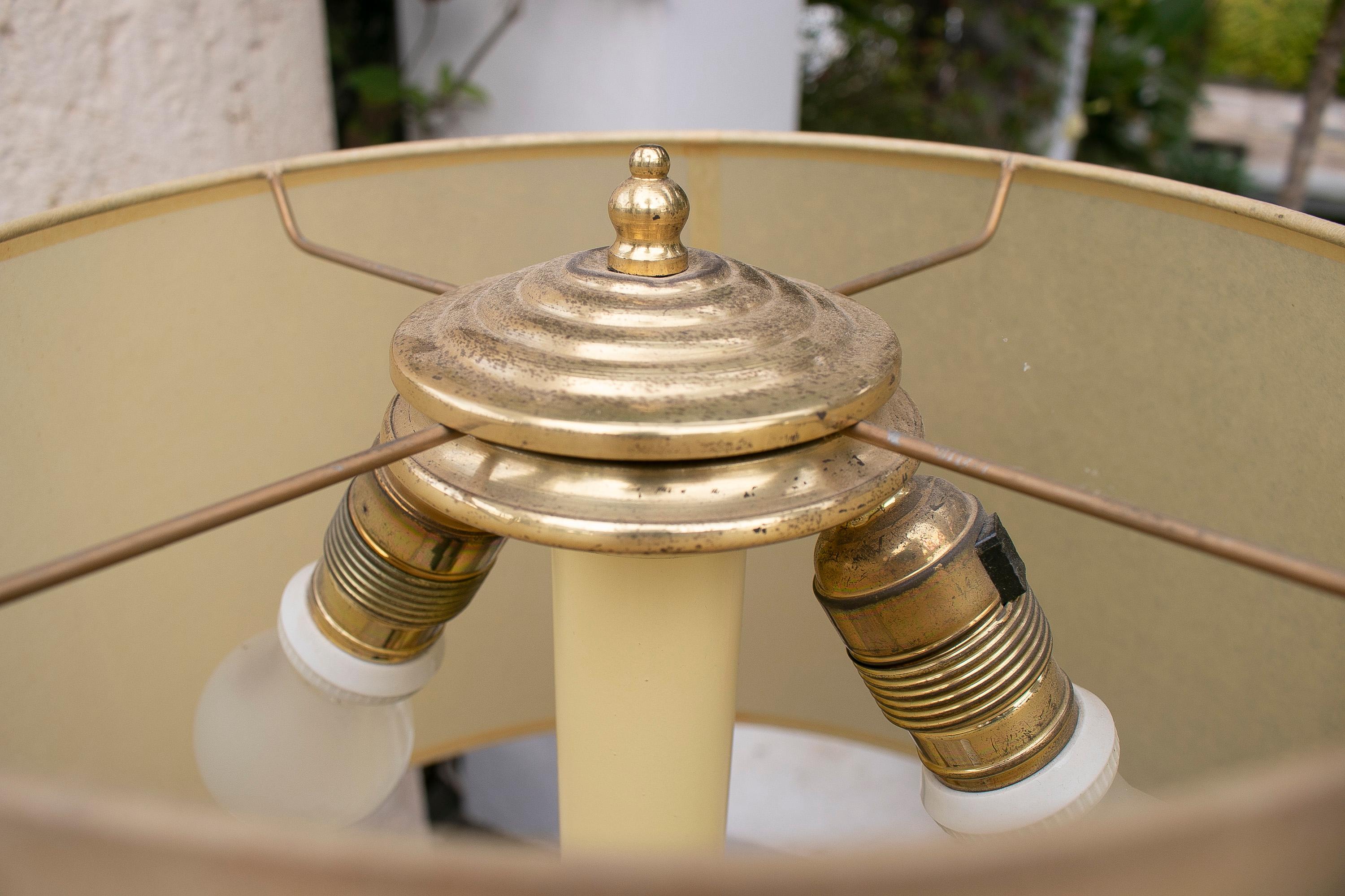 1970's Spanish Bronze Candleholder Table Lamp For Sale 5