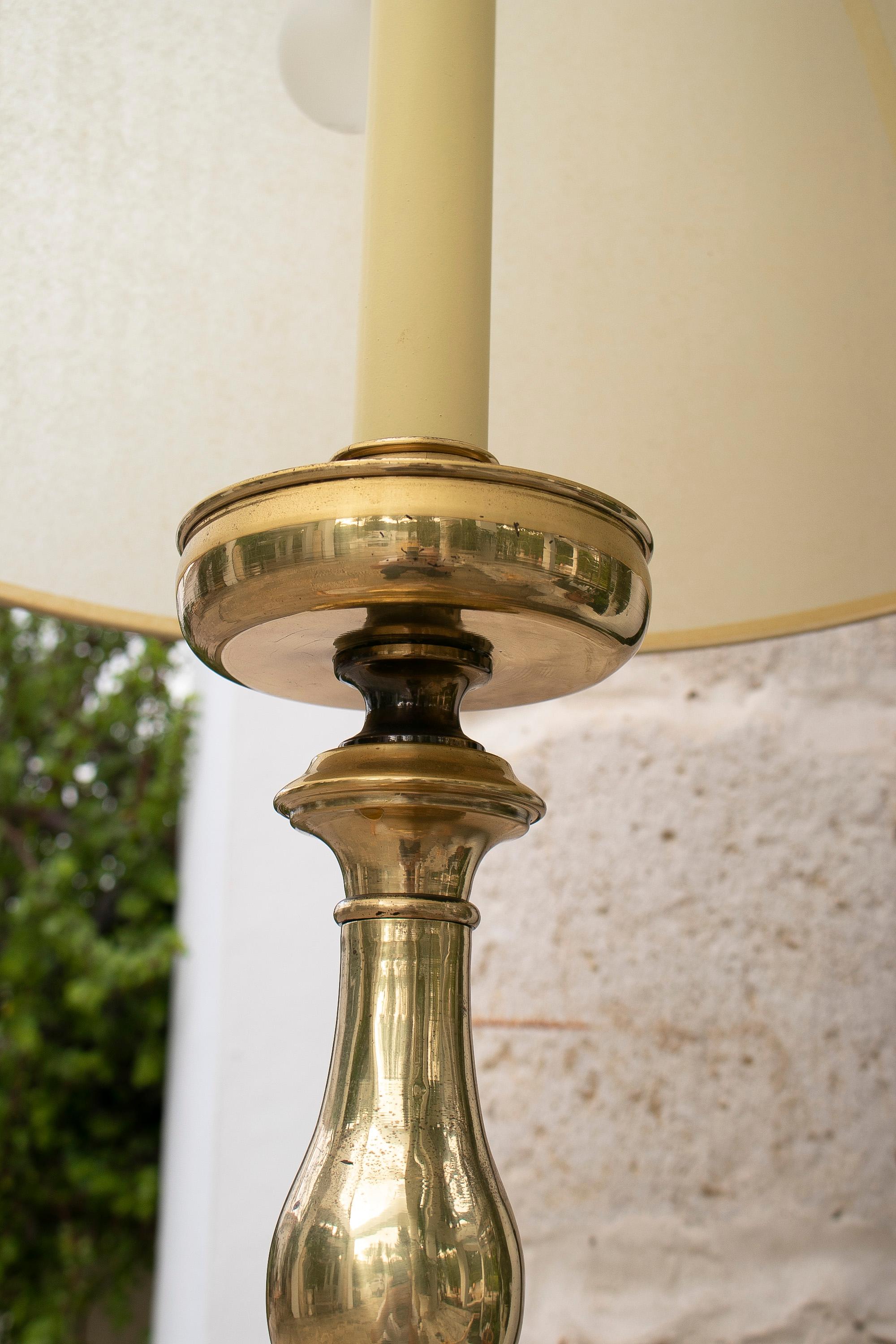 1970's Spanish Bronze Candleholder Table Lamp For Sale 6