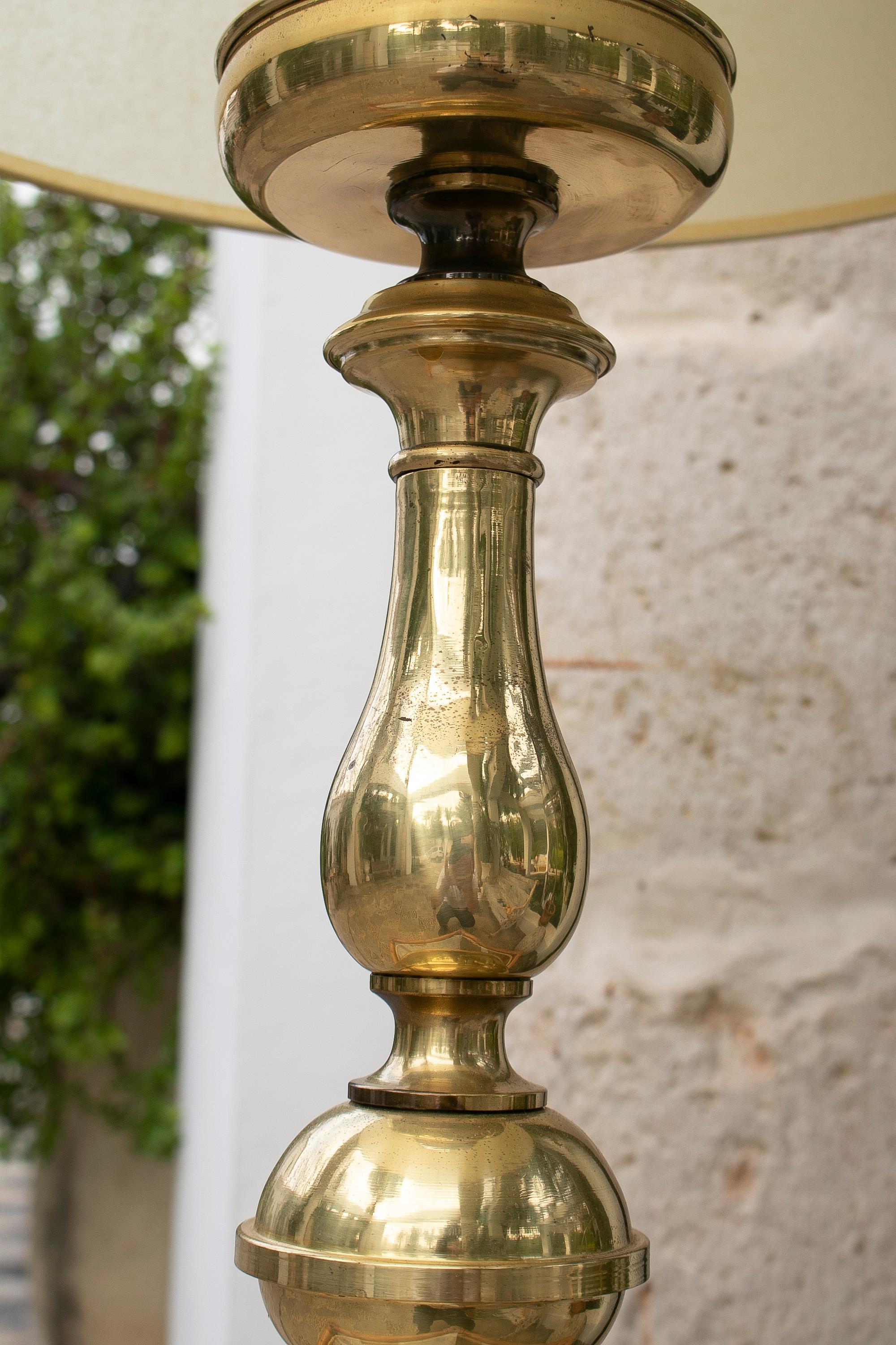 1970's Spanish Bronze Candleholder Table Lamp For Sale 7