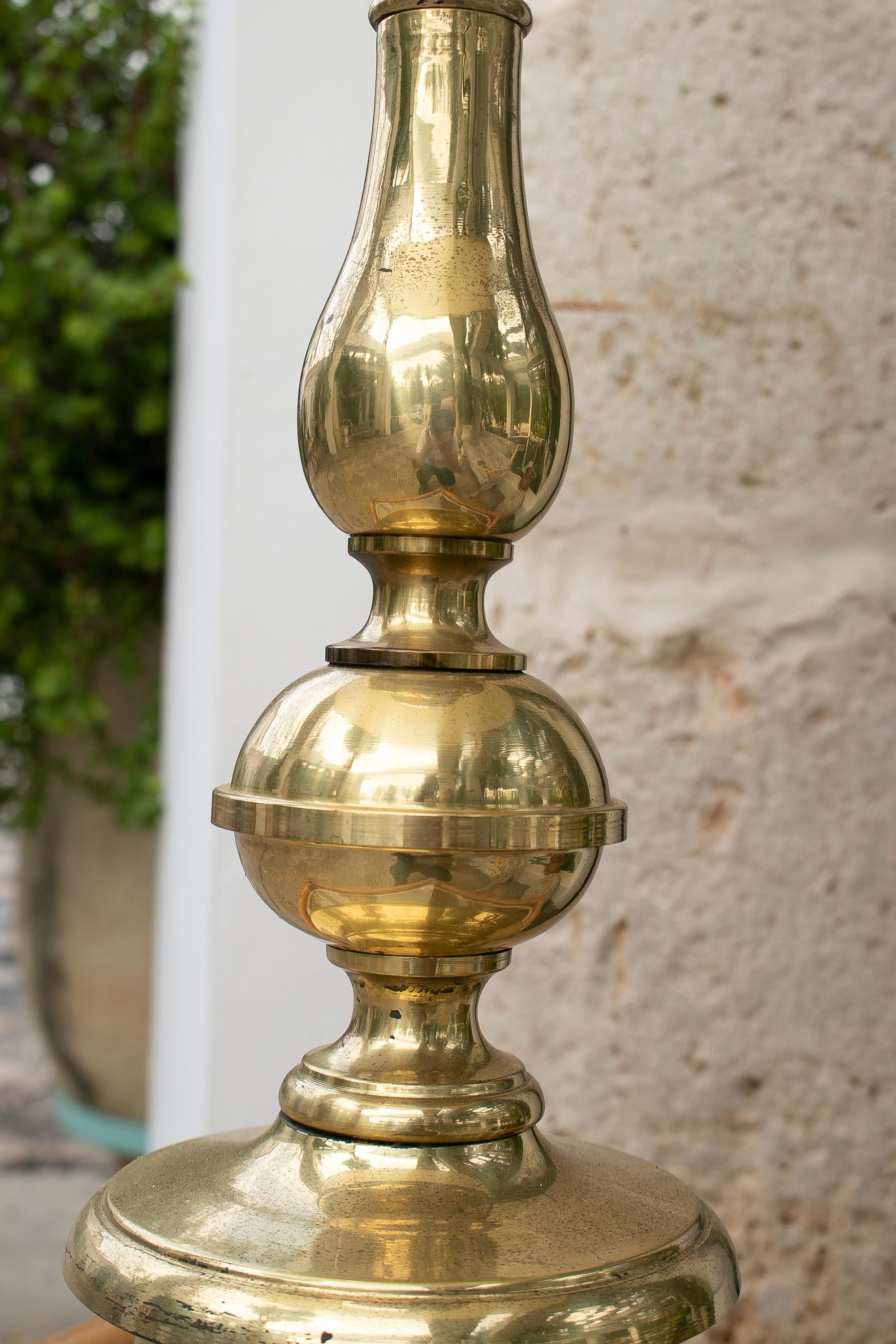 1970's Spanish Bronze Candleholder Table Lamp For Sale 8
