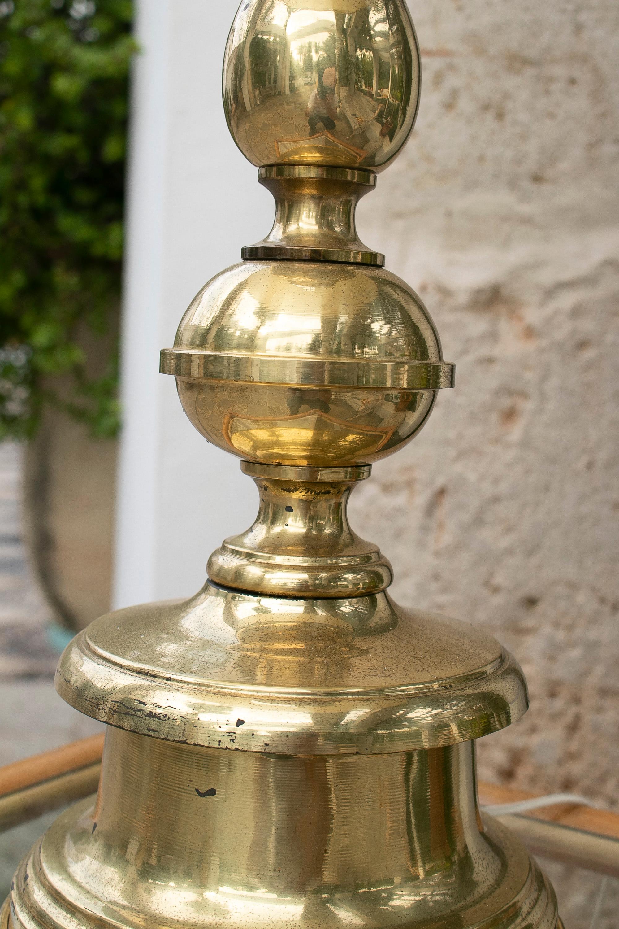 1970's Spanish Bronze Candleholder Table Lamp For Sale 9