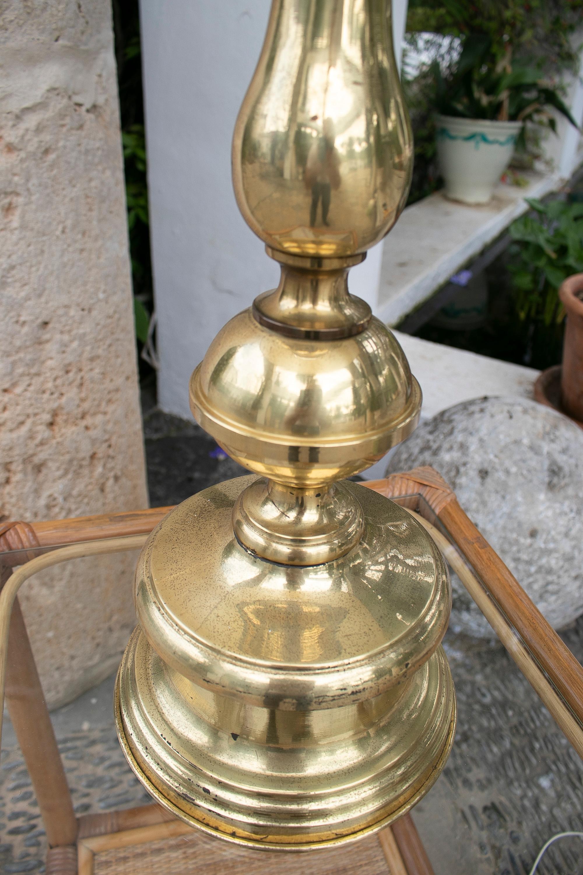 1970's Spanish Bronze Candleholder Table Lamp In Good Condition For Sale In Marbella, ES