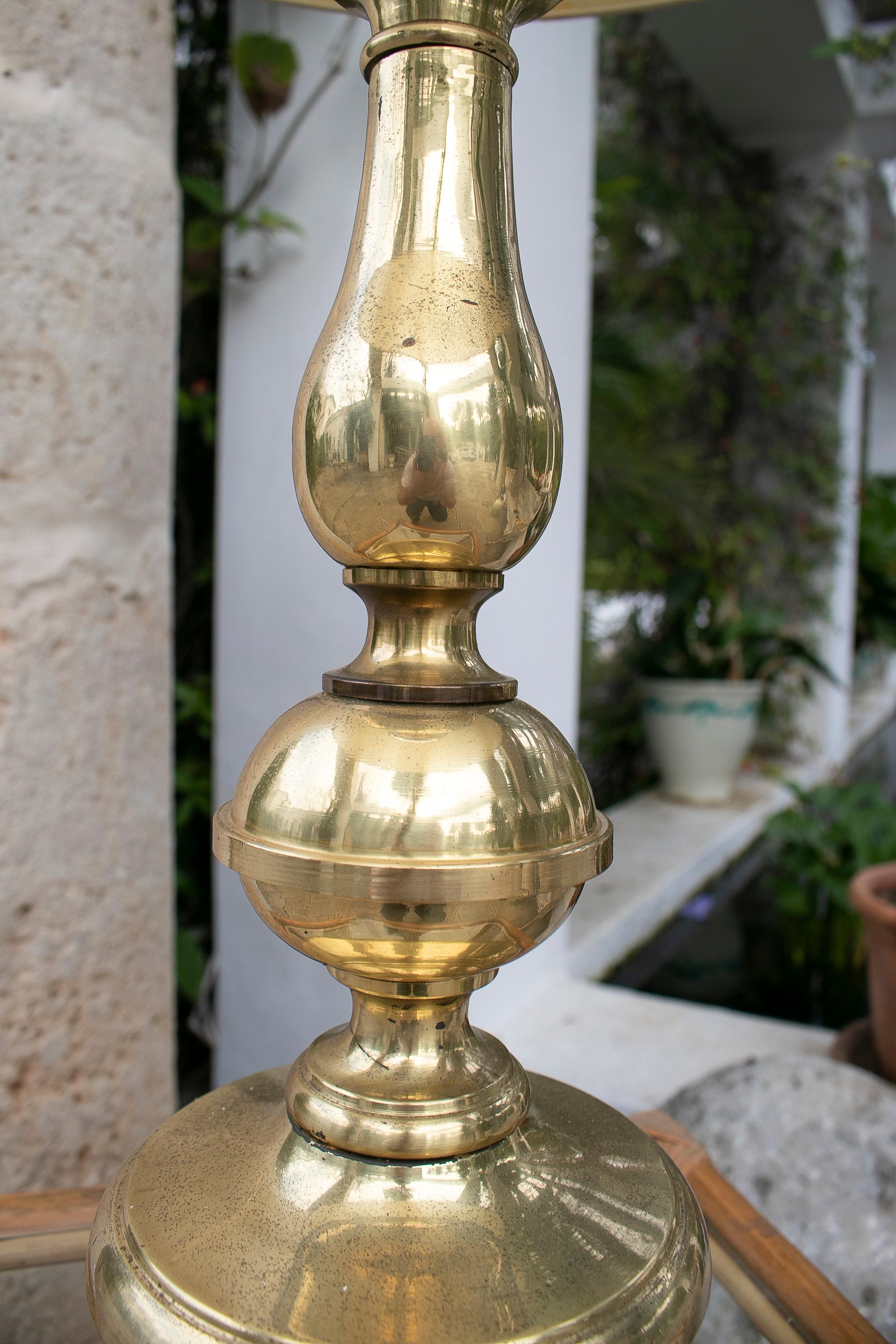 20th Century 1970's Spanish Bronze Candleholder Table Lamp For Sale