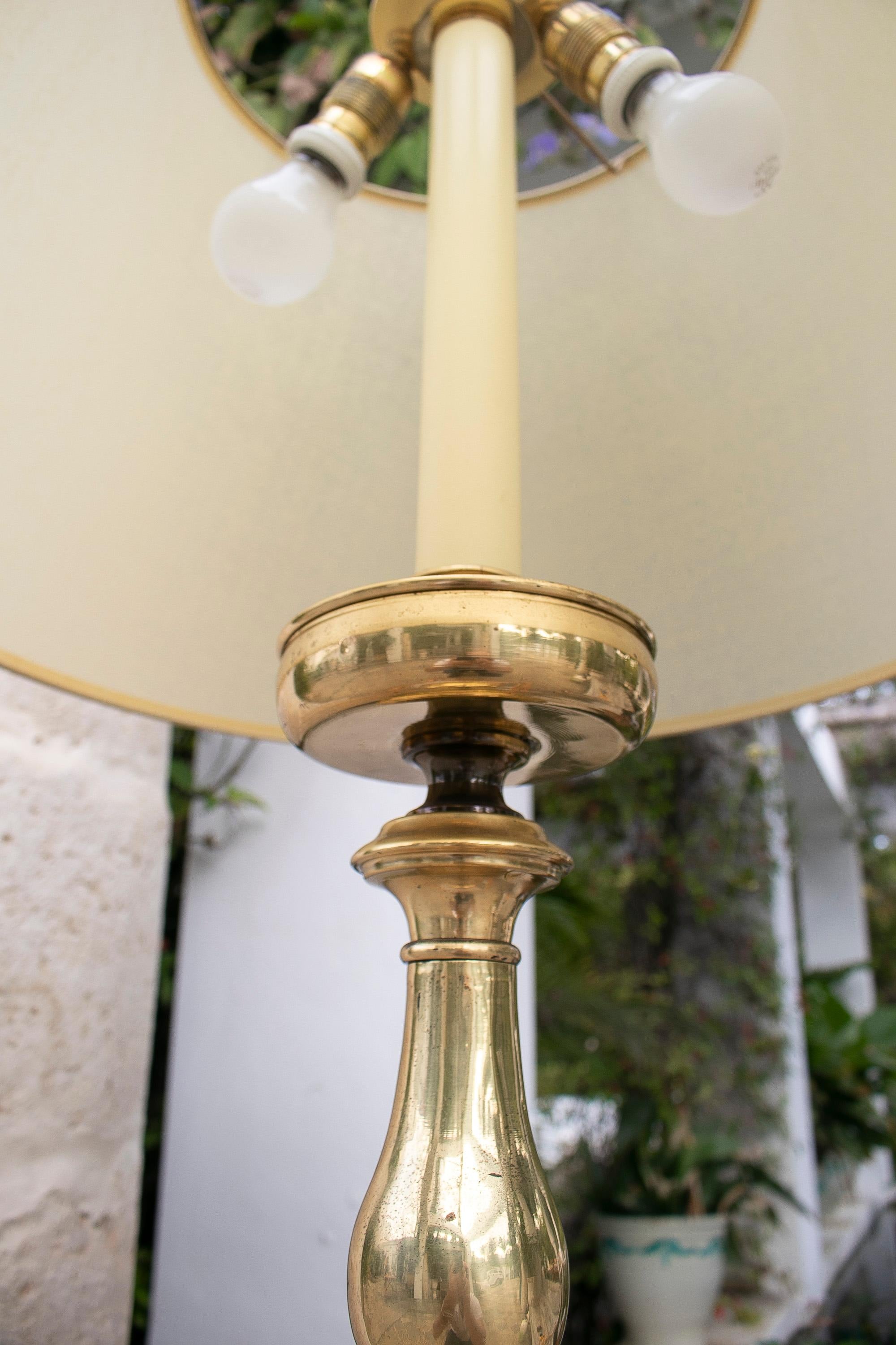 1970's Spanish Bronze Candleholder Table Lamp For Sale 2