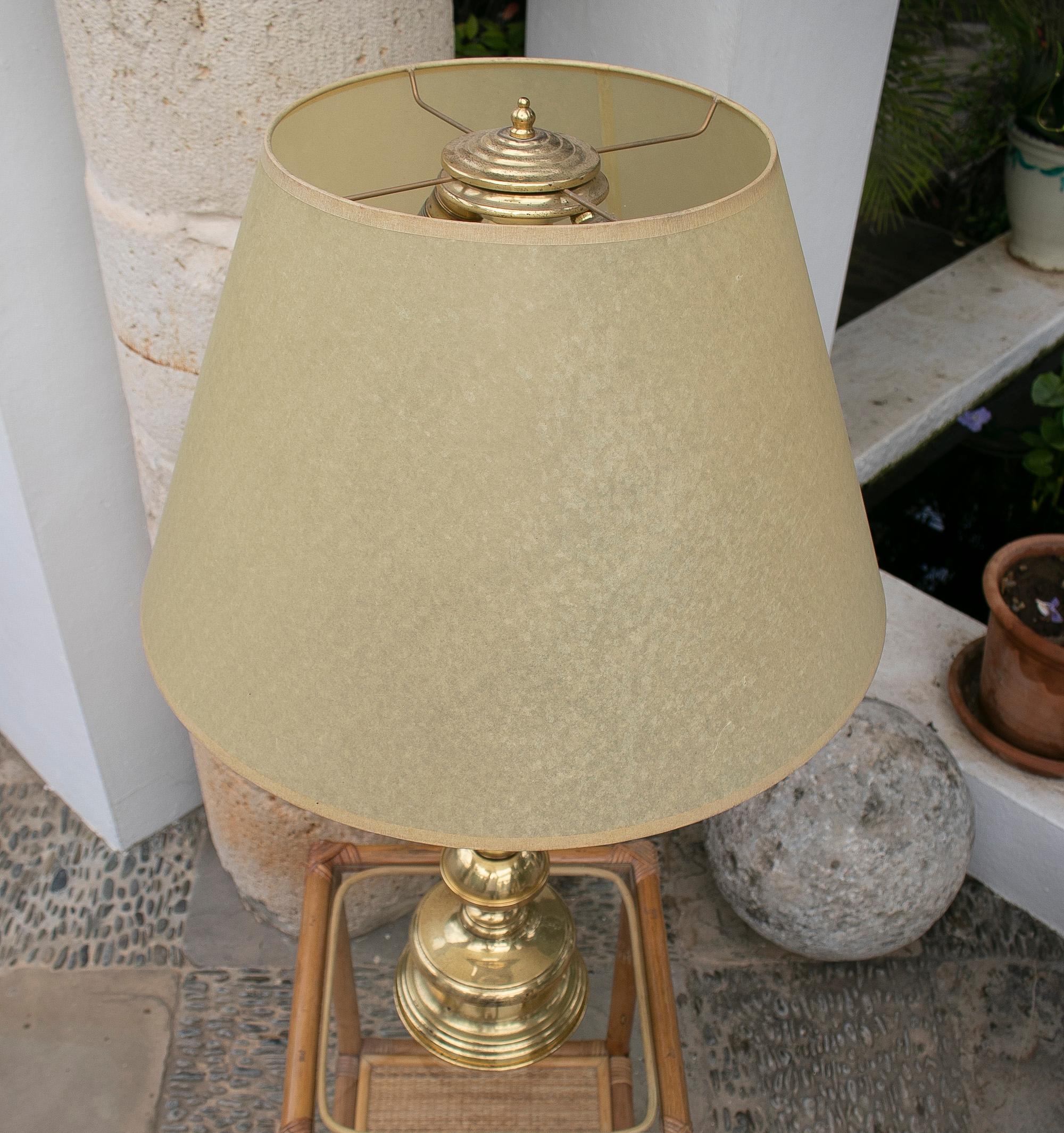 1970's Spanish Bronze Candleholder Table Lamp For Sale 4