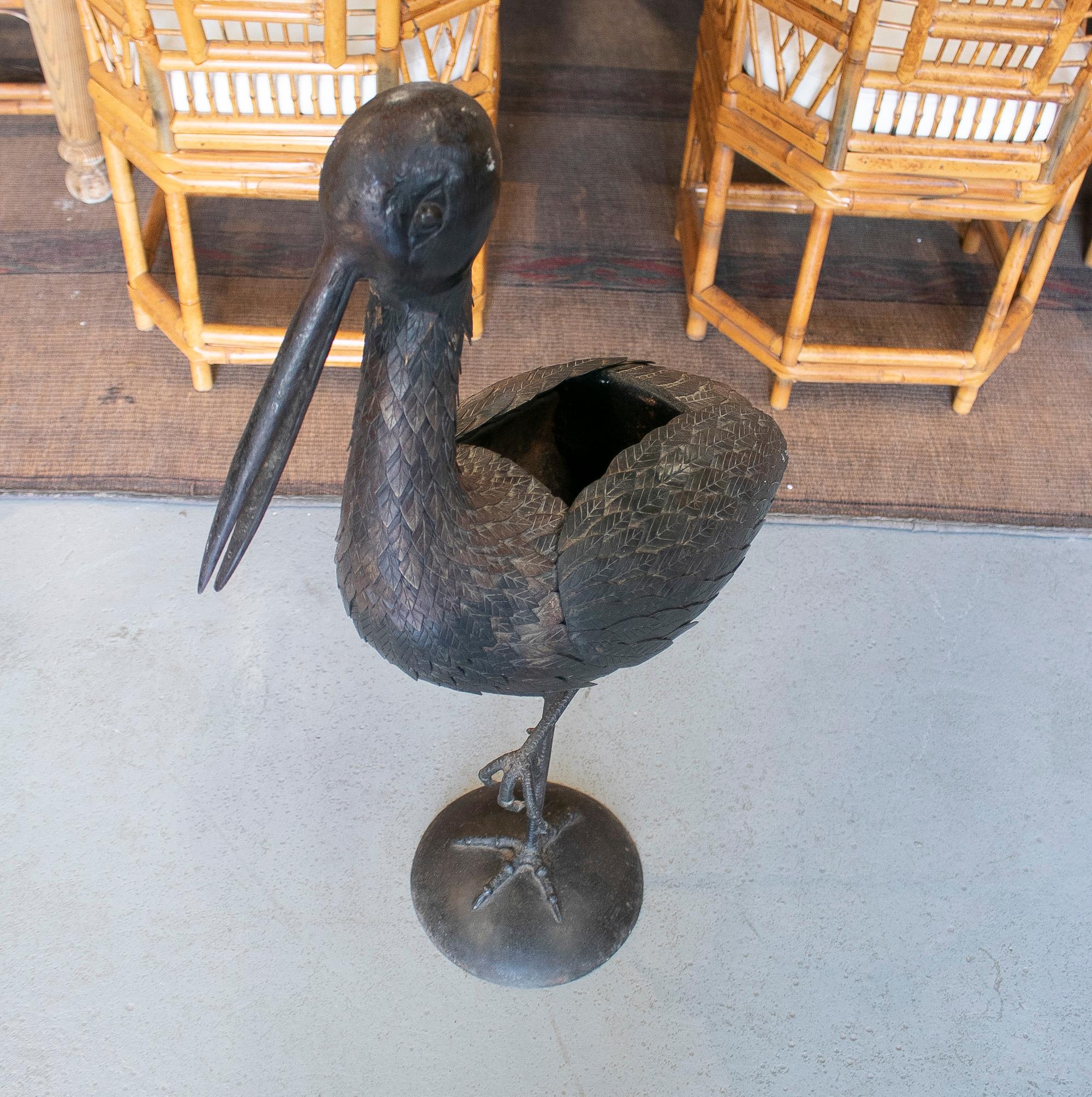 1970s Spanish Bronze Heron Figure Sculpture w/ Hidden Box 1