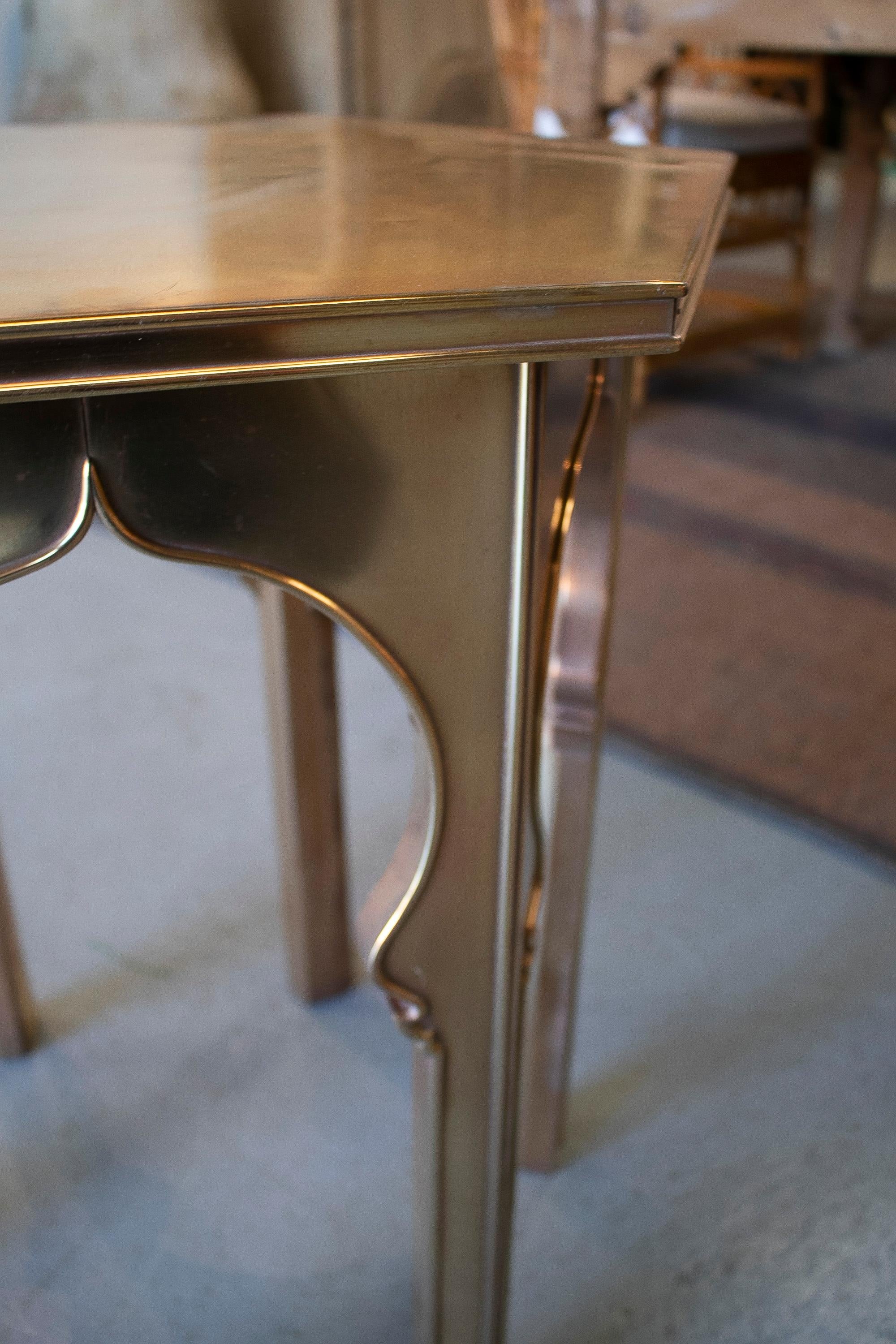 1970s Spanish Bronze Lined Hexagonal Side Table in Arabesque Style 6