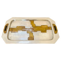 1970s Spanish Brutalist Aluminium & Brass Tray Scottish artist David Marshall