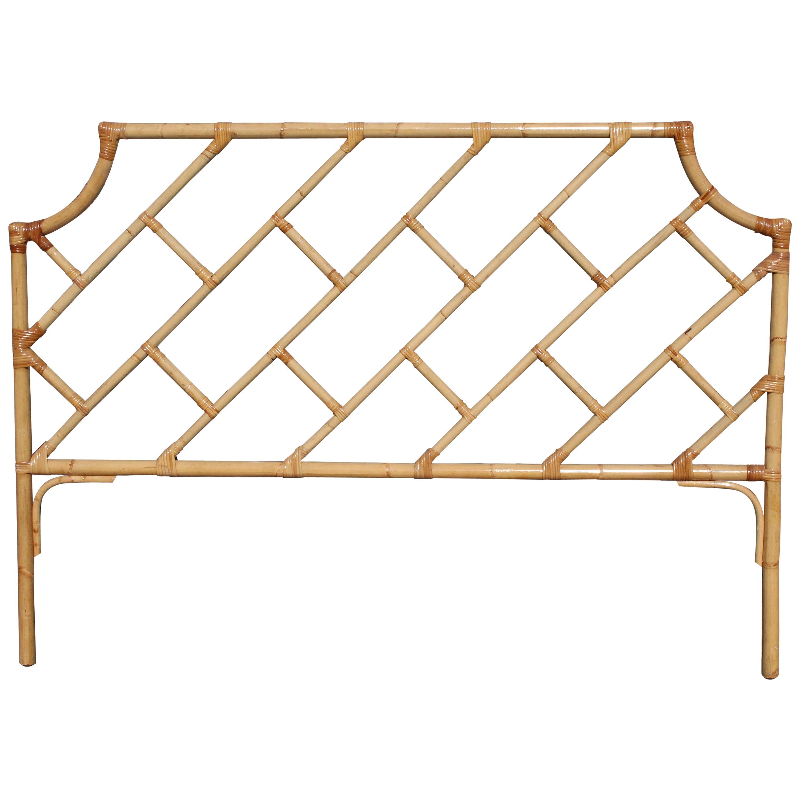 1970s Spanish Cane and Wicker Bed Headboard