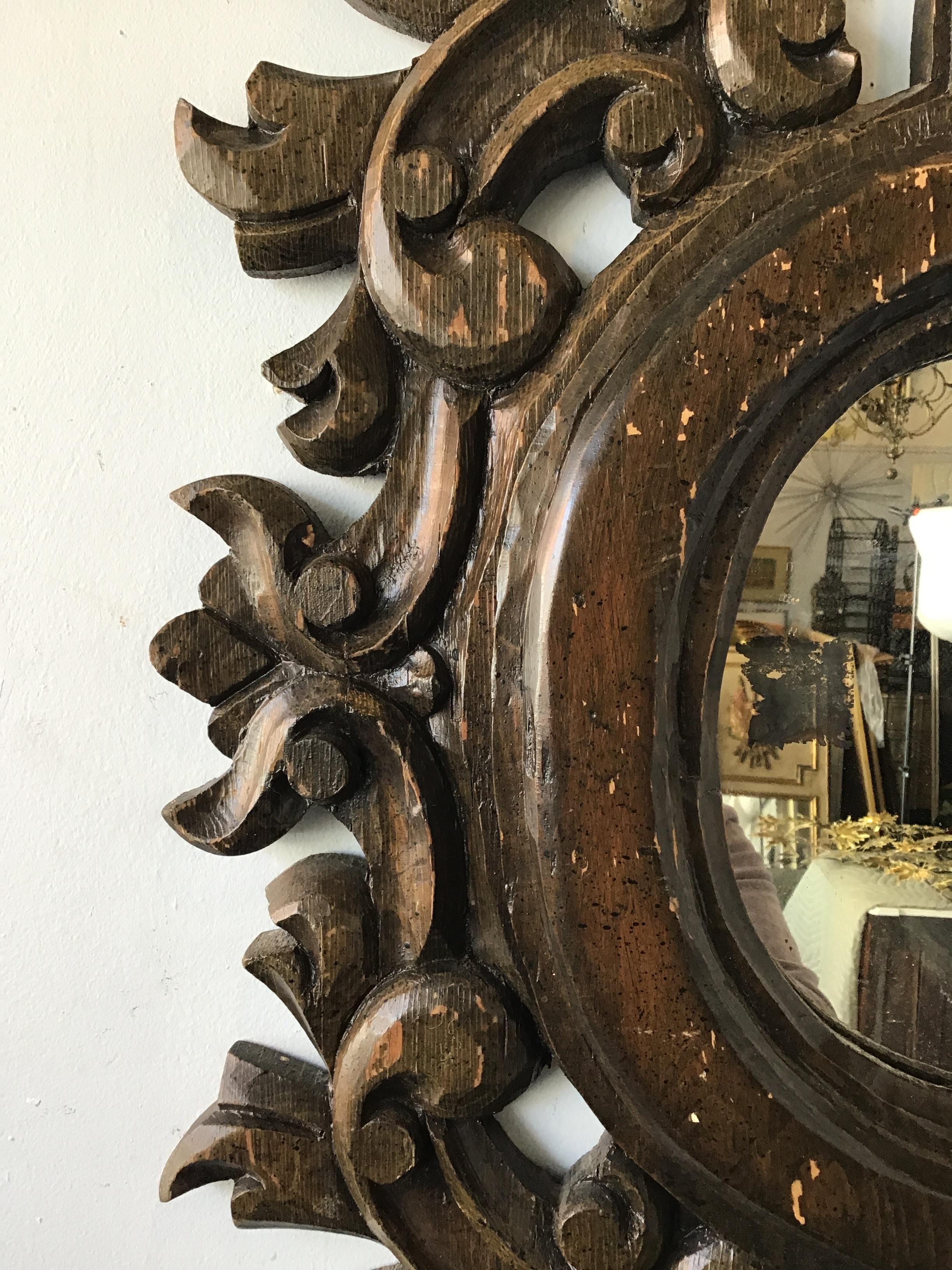1970s Spanish Carved Wood Mirror 2