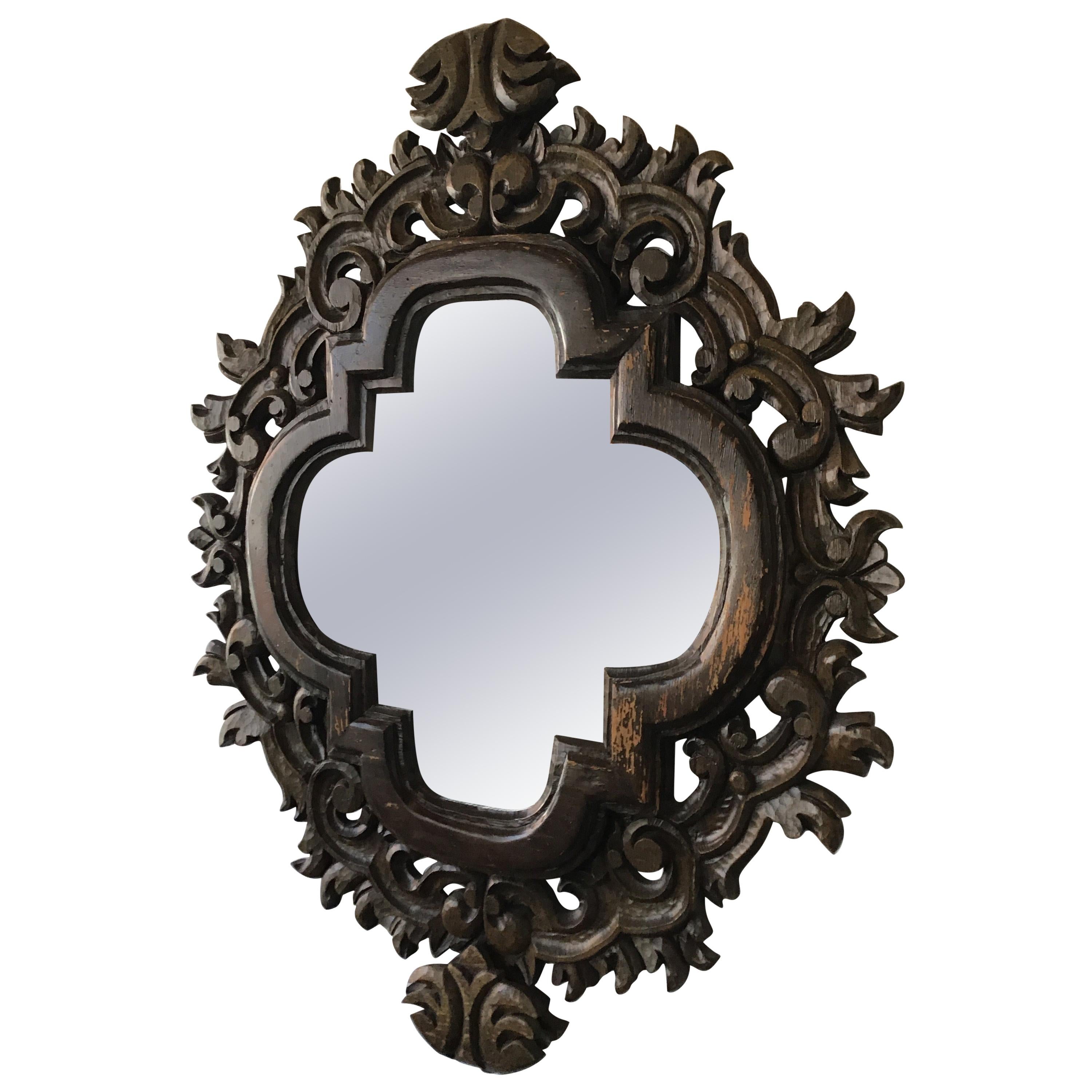 1970s Spanish Carved Wood Mirror