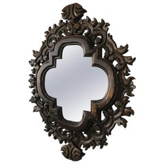 1970s Spanish Carved Wood Mirror