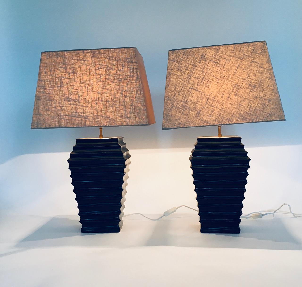 Late 20th Century 1970's Spanish Design Ceramic Table Lamp Set For Sale